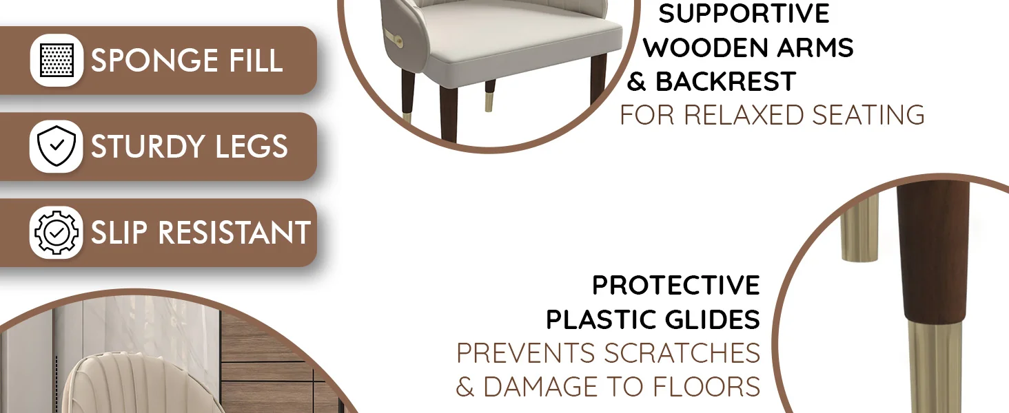 Elara Collection Wooden Dining Chair in Cream