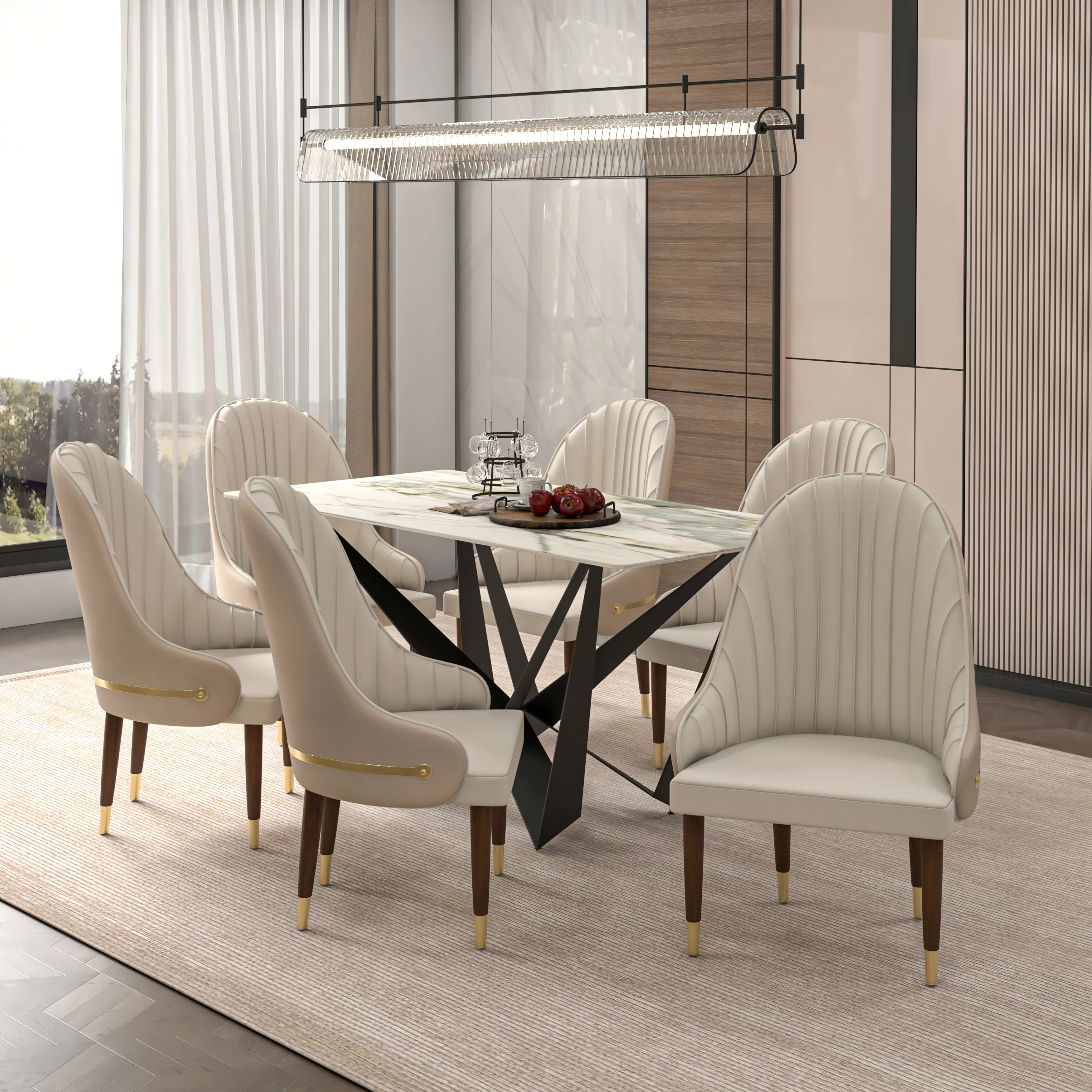 Elara Collection Wooden Dining Chair in Cream