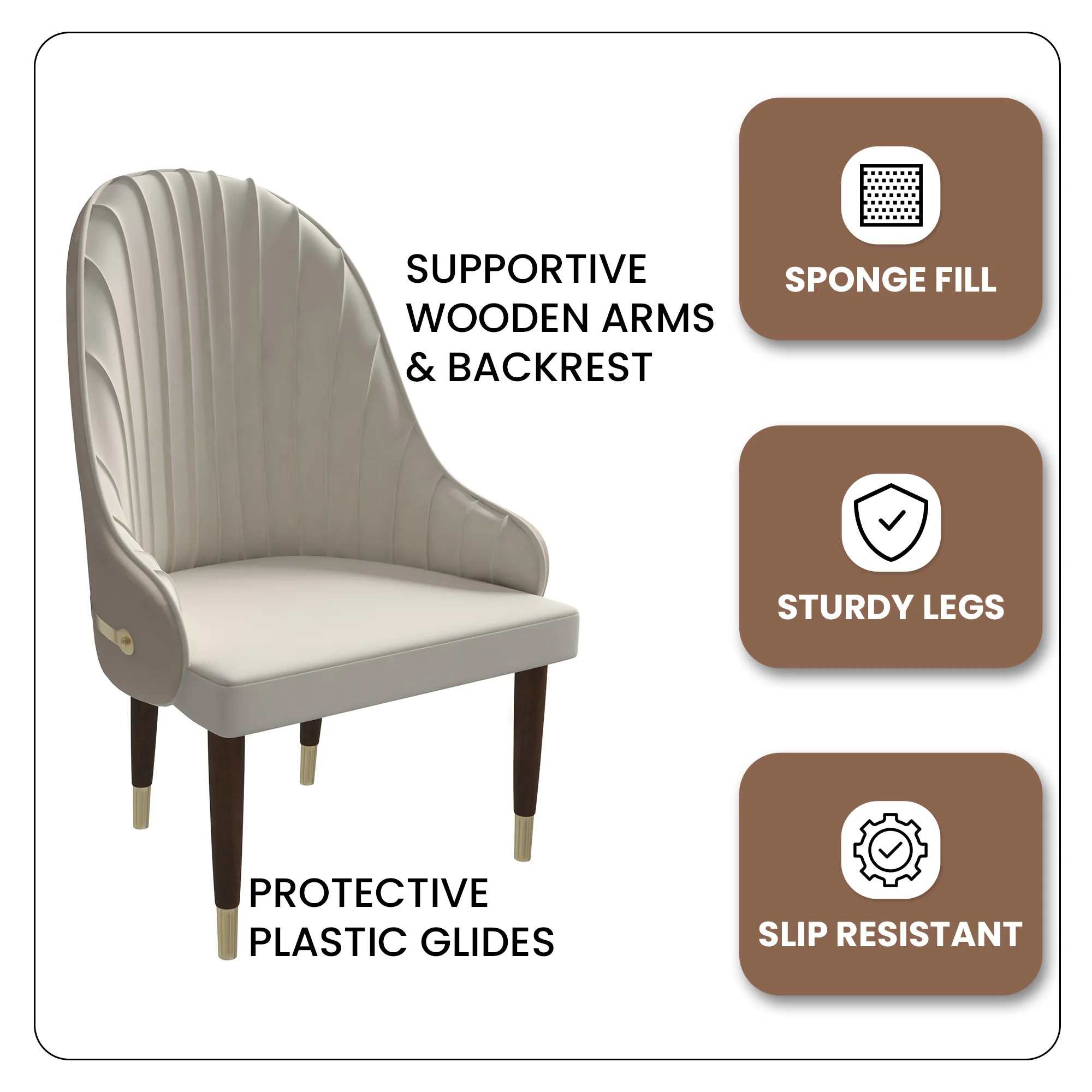 Elara Collection Wooden Dining Chair in Cream Set of 2