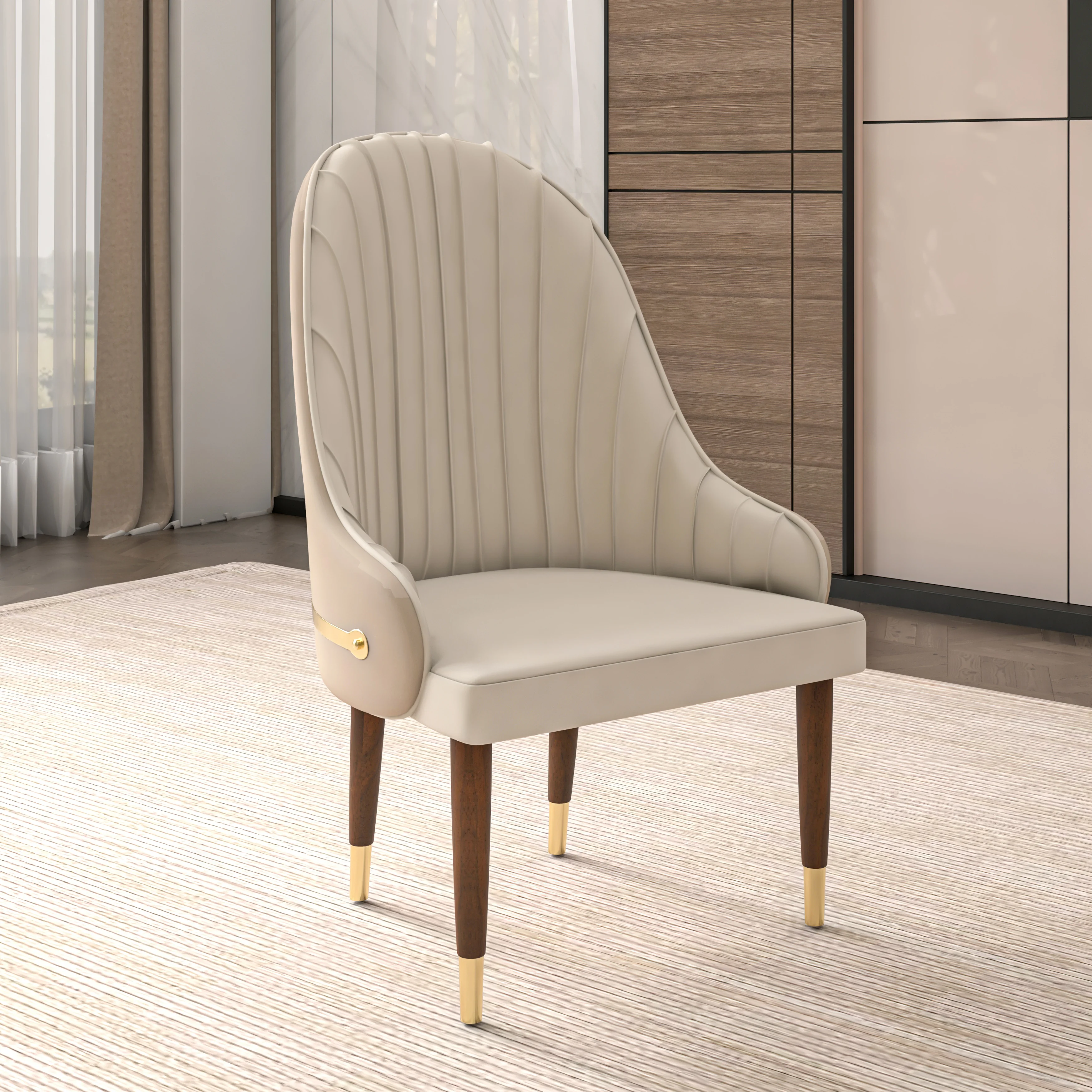 Elara Collection Wooden Dining Chair in Cream Set of 4