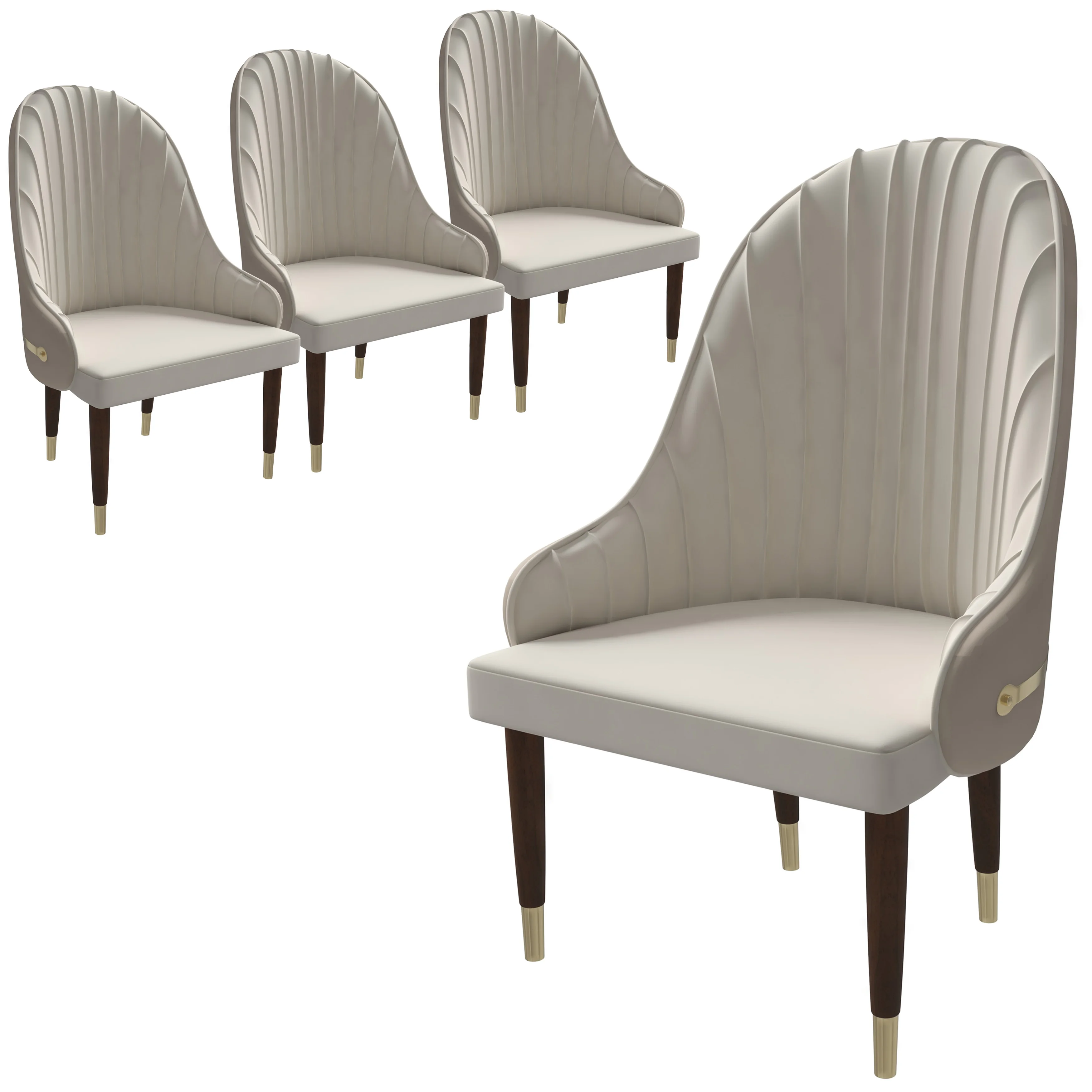 Elara Collection Wooden Dining Chair in Cream Set of 4