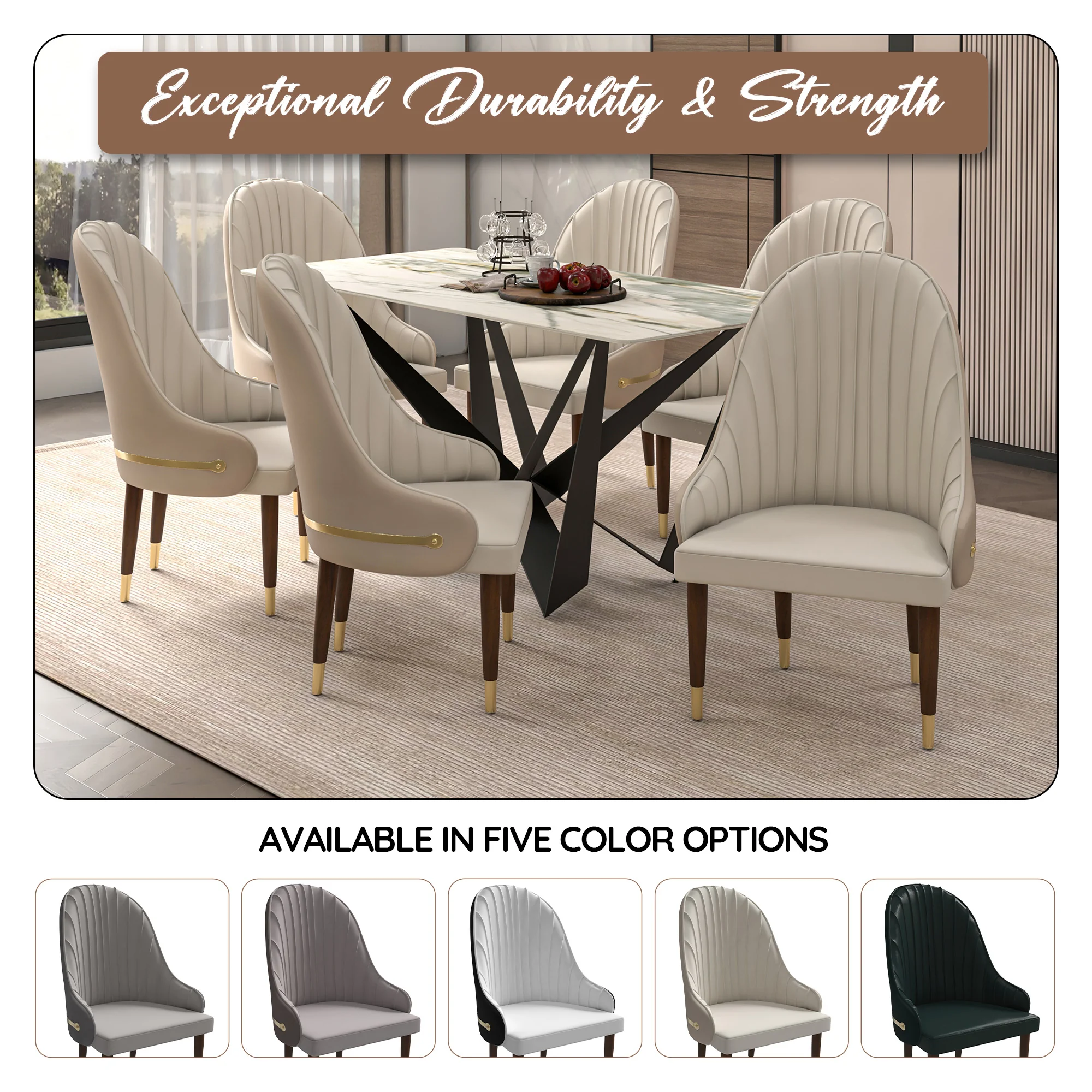 Elara Collection Wooden Dining Chair in Cream Set of 4