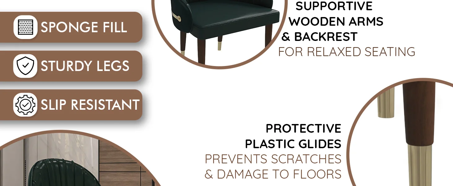 Elara Collection Wooden Dining Chair in Two-Tone Green