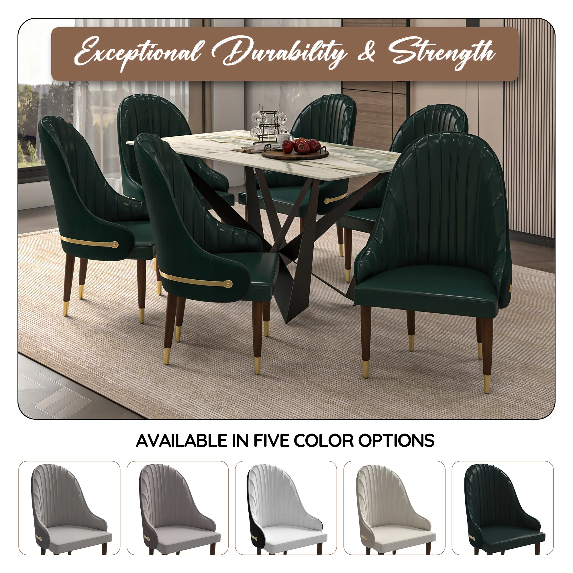 Elara Collection Wooden Dining Chair in Two-Tone Green Set of 2
