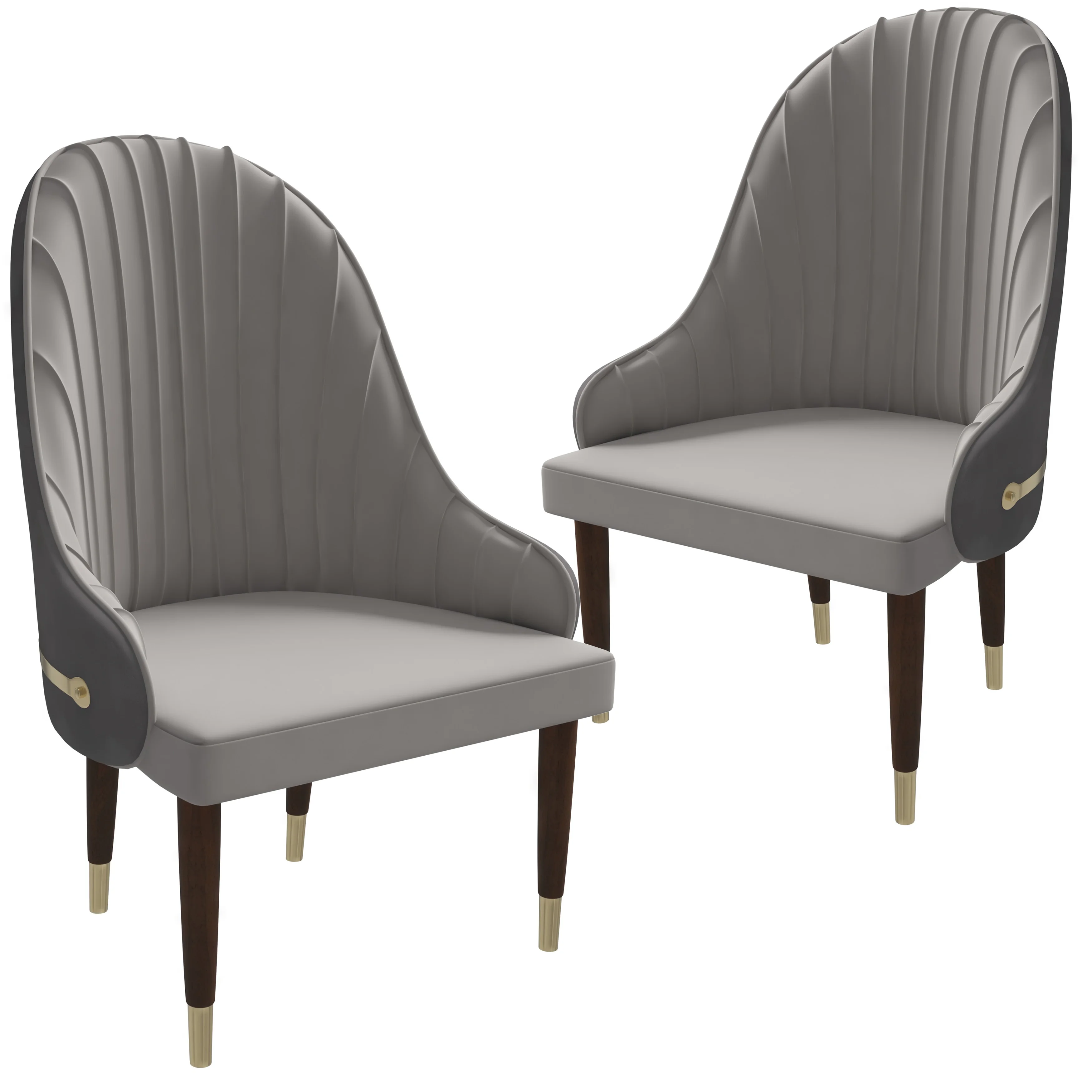 Elara Collection Wooden Dining Chair in Two-Tone Grey Set of 2