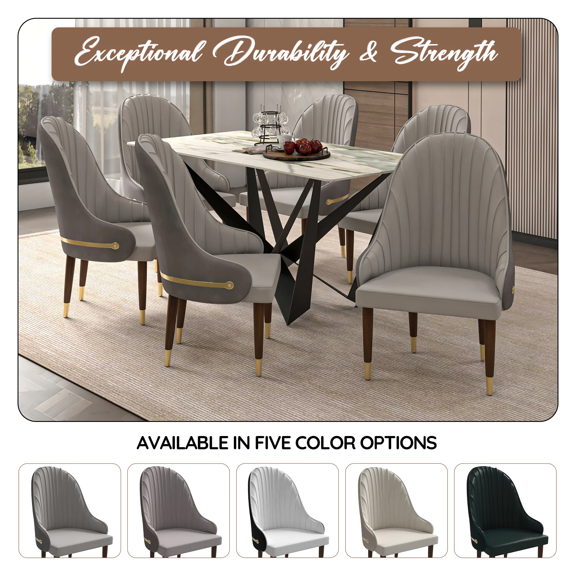 Elara Collection Wooden Dining Chair in Two-Tone Grey Set of 4