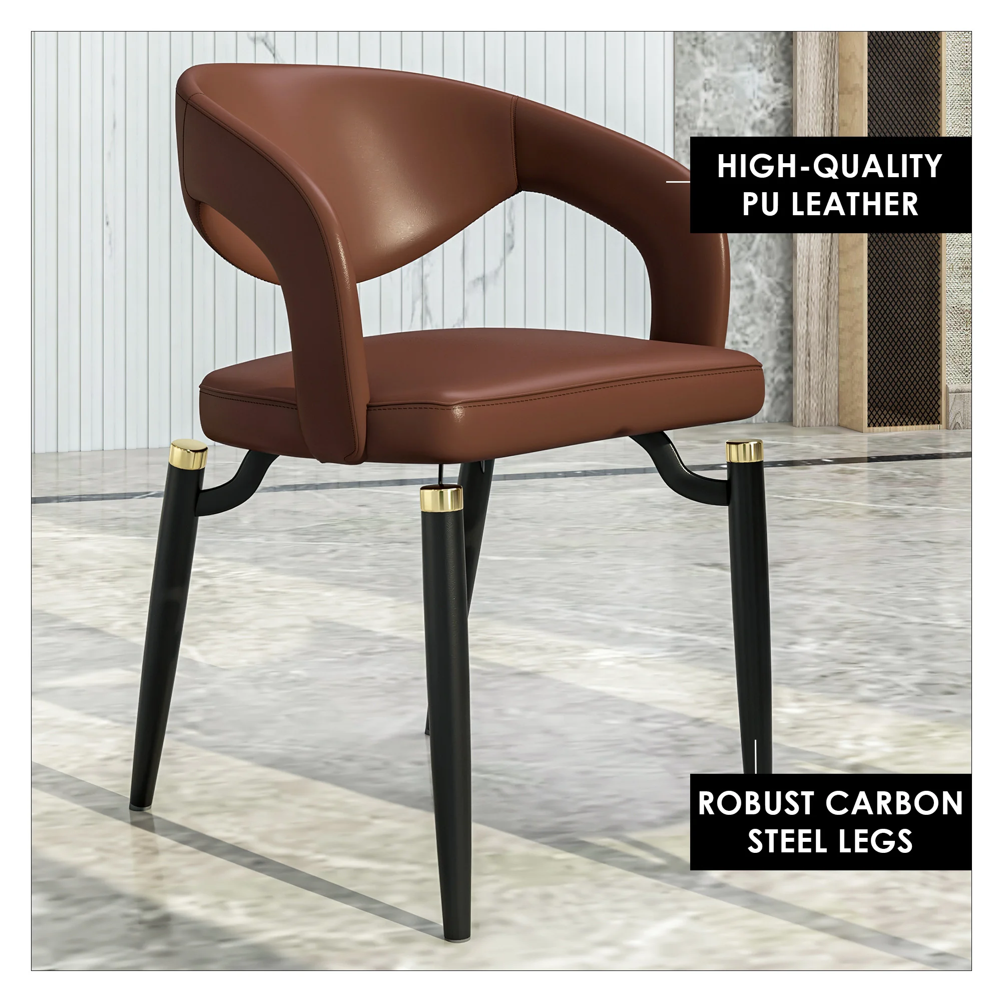 Entice Collection Modern Dining Chair Set of 2 in Brown