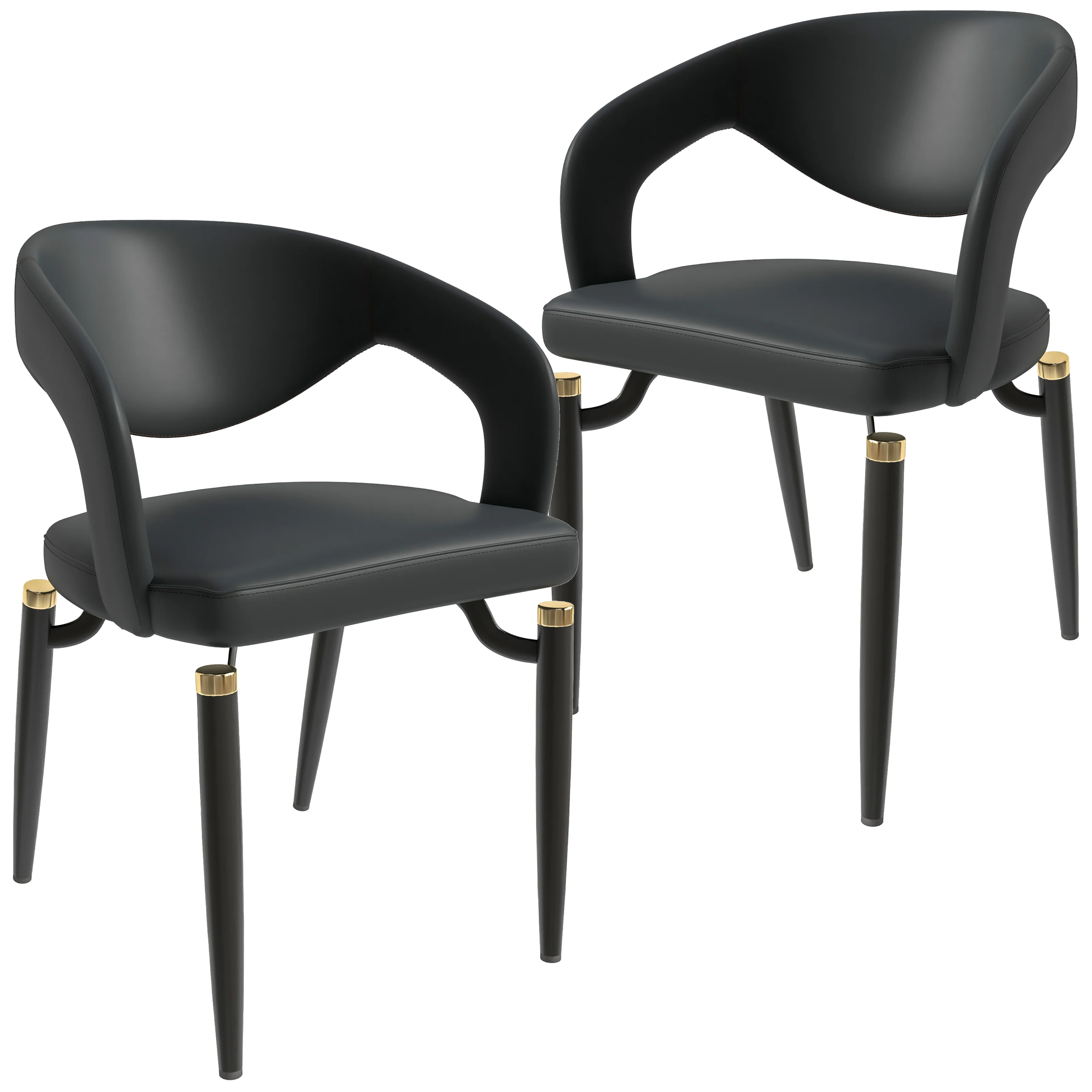 Entice Collection Modern Dining Chair Set of 2 in Charcoal Black