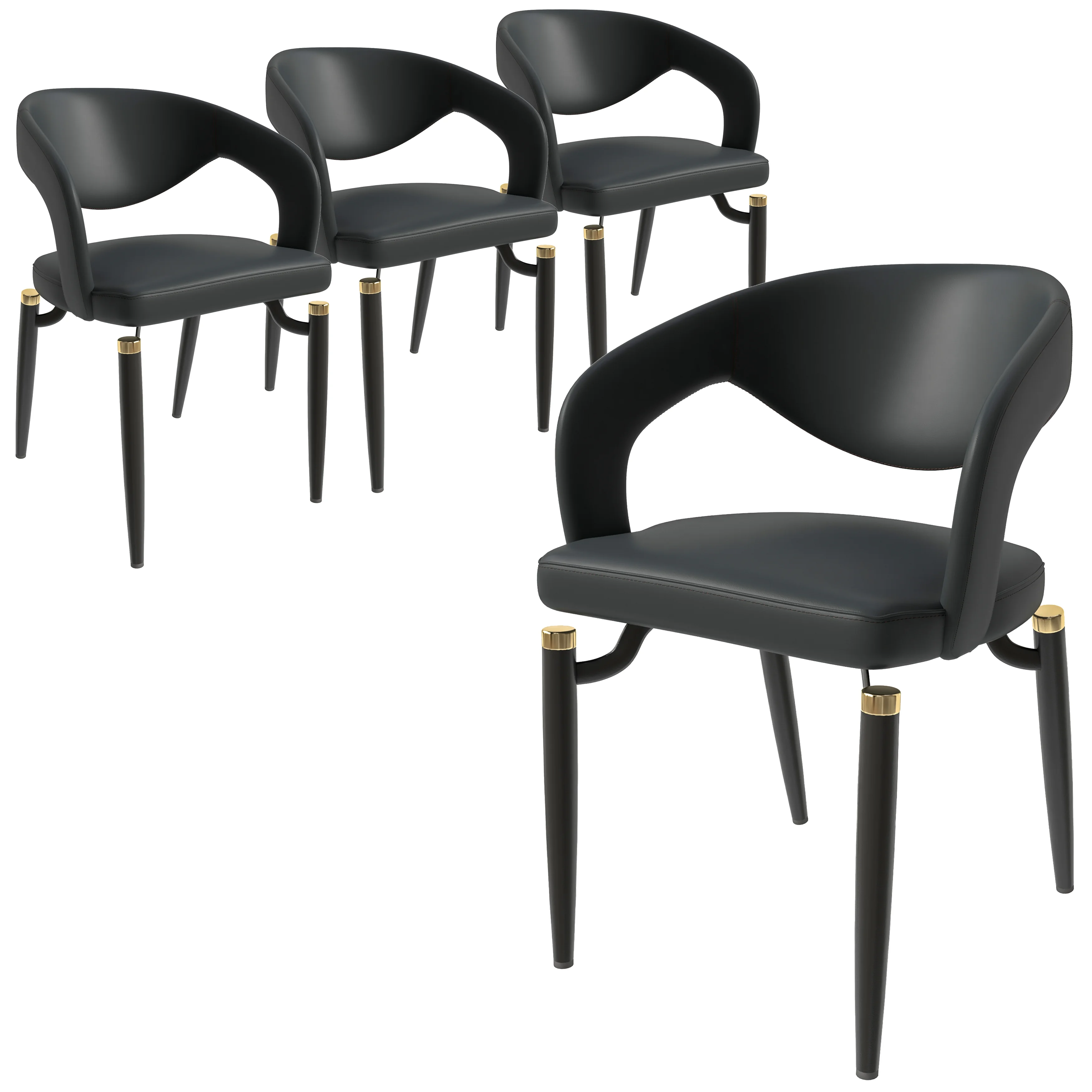 Entice Collection Modern Dining Chair Set of 4 in Charcoal Black