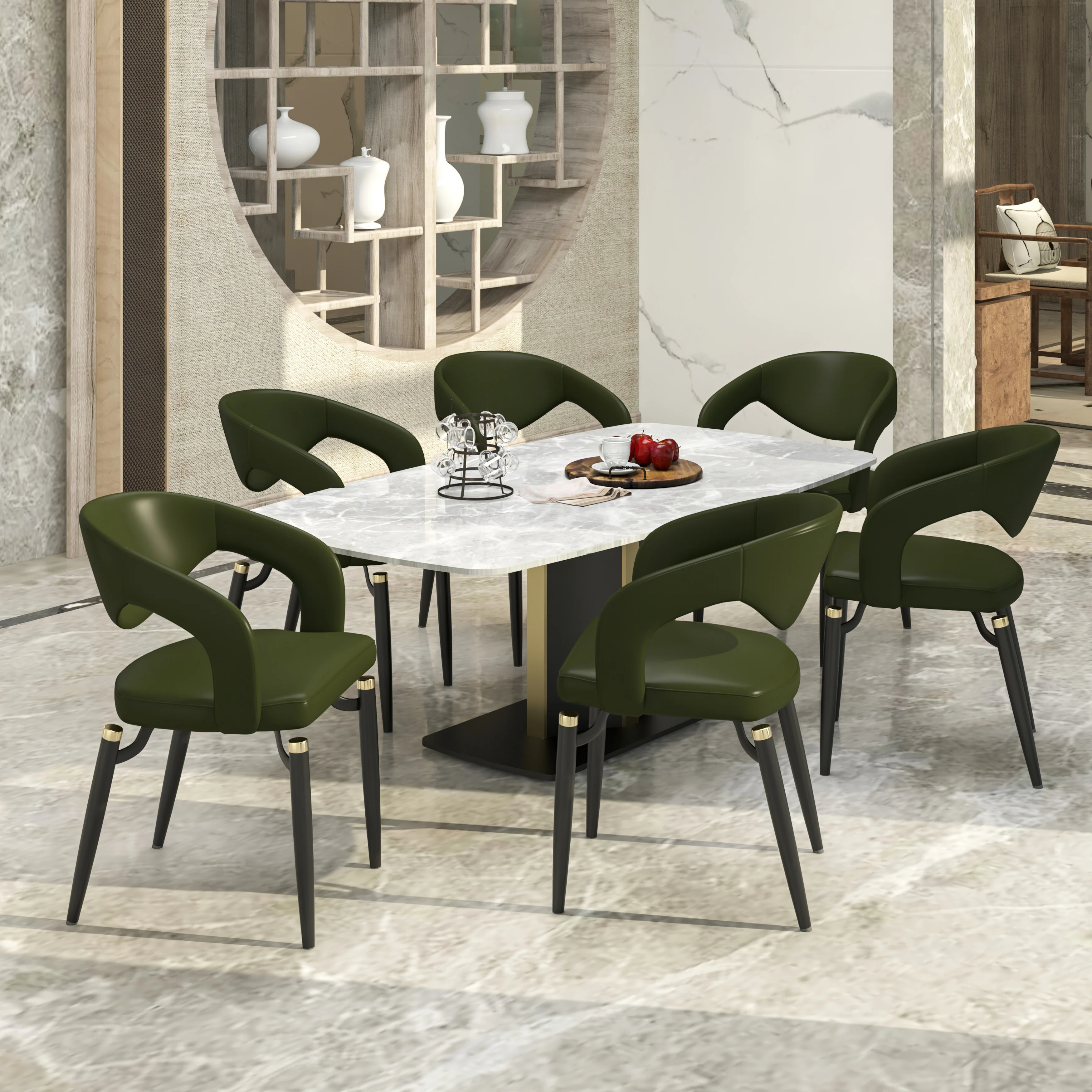 Entice Collection Modern Dining Chair Set of 2 in Green