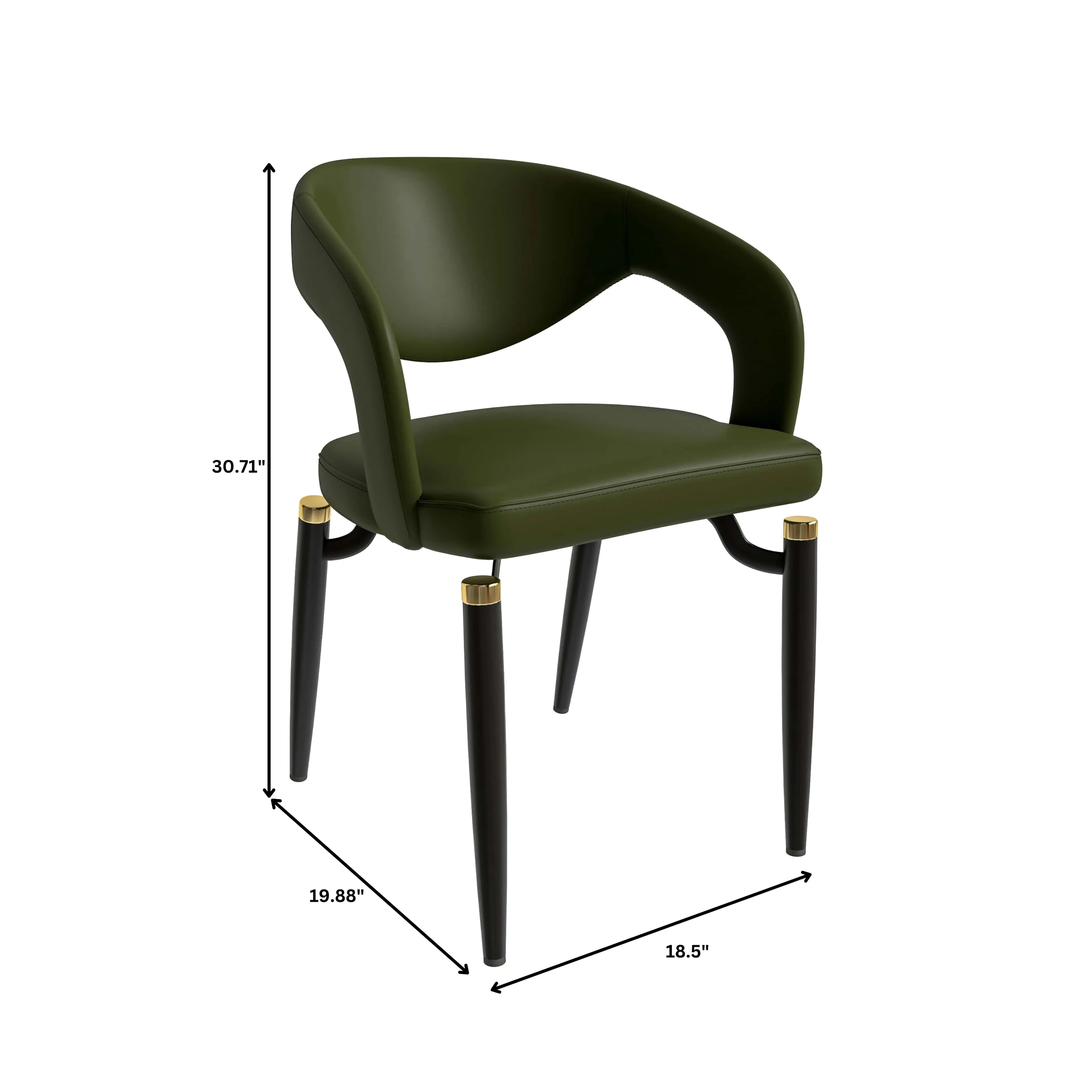 Entice Collection Modern Dining Chair Set of 2 in Green