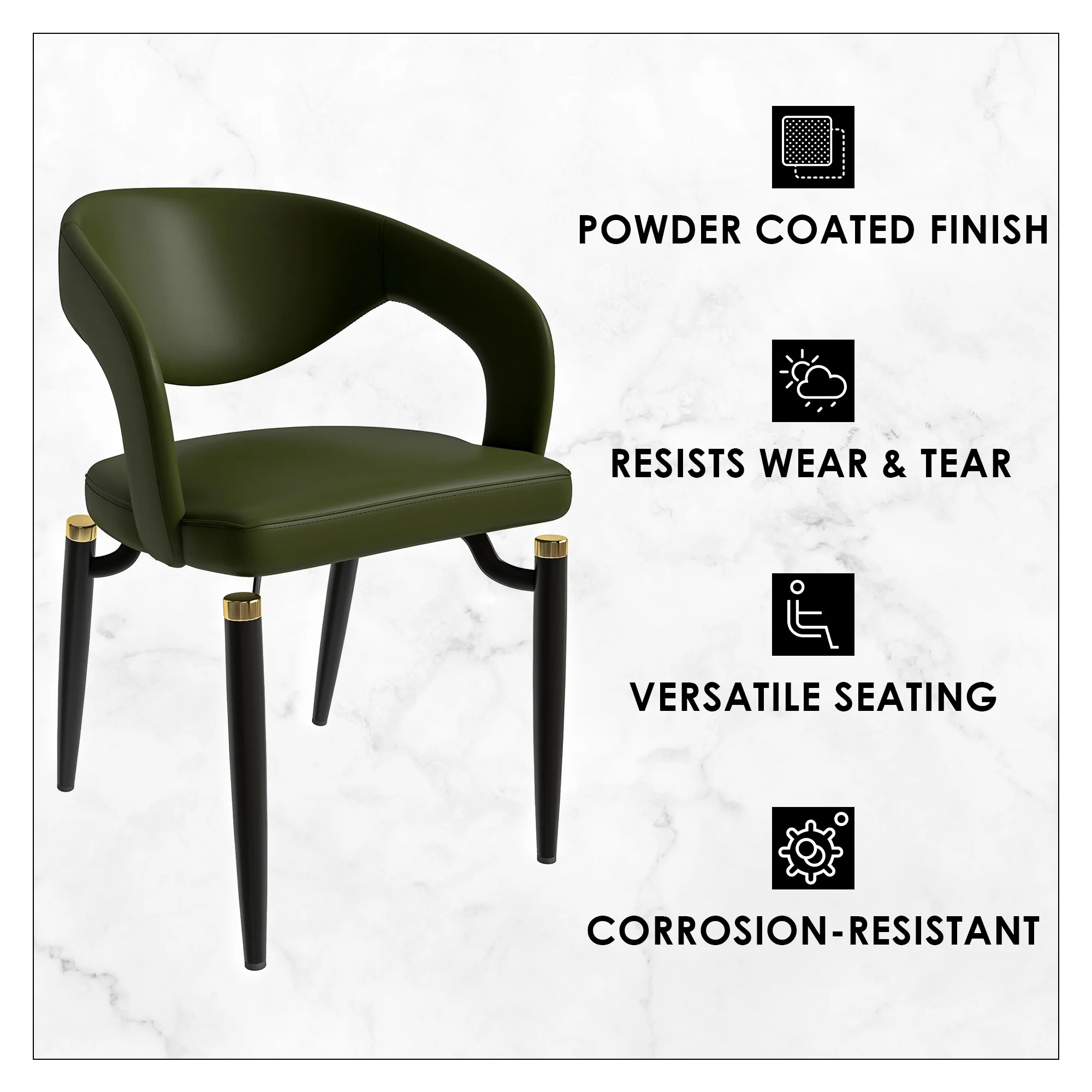 Entice Collection Modern Dining Chair Set of 4 in Green