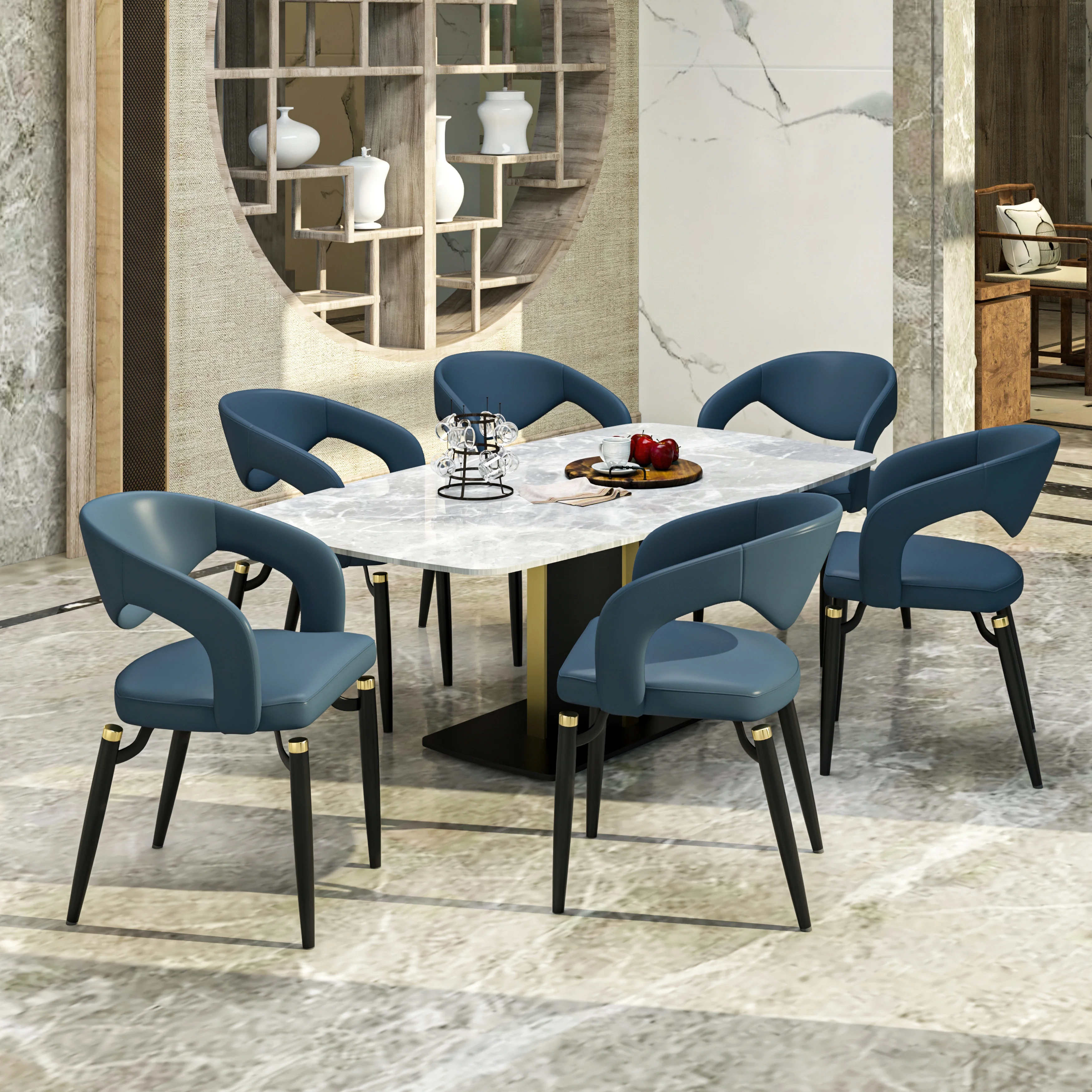 Entice Collection Modern Dining Chair Set of 2 in Blue