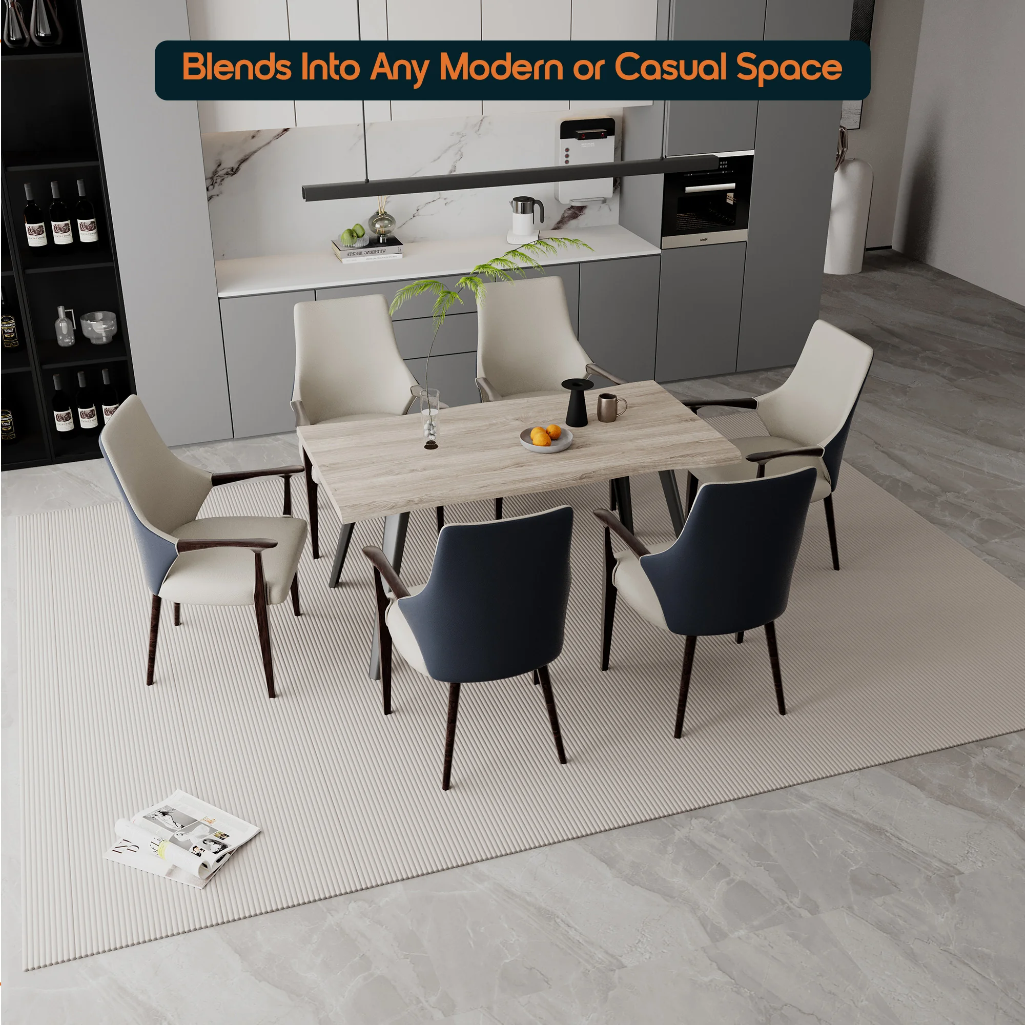 Elm Collection Modern Wooden Dining Arm Chair In Grey