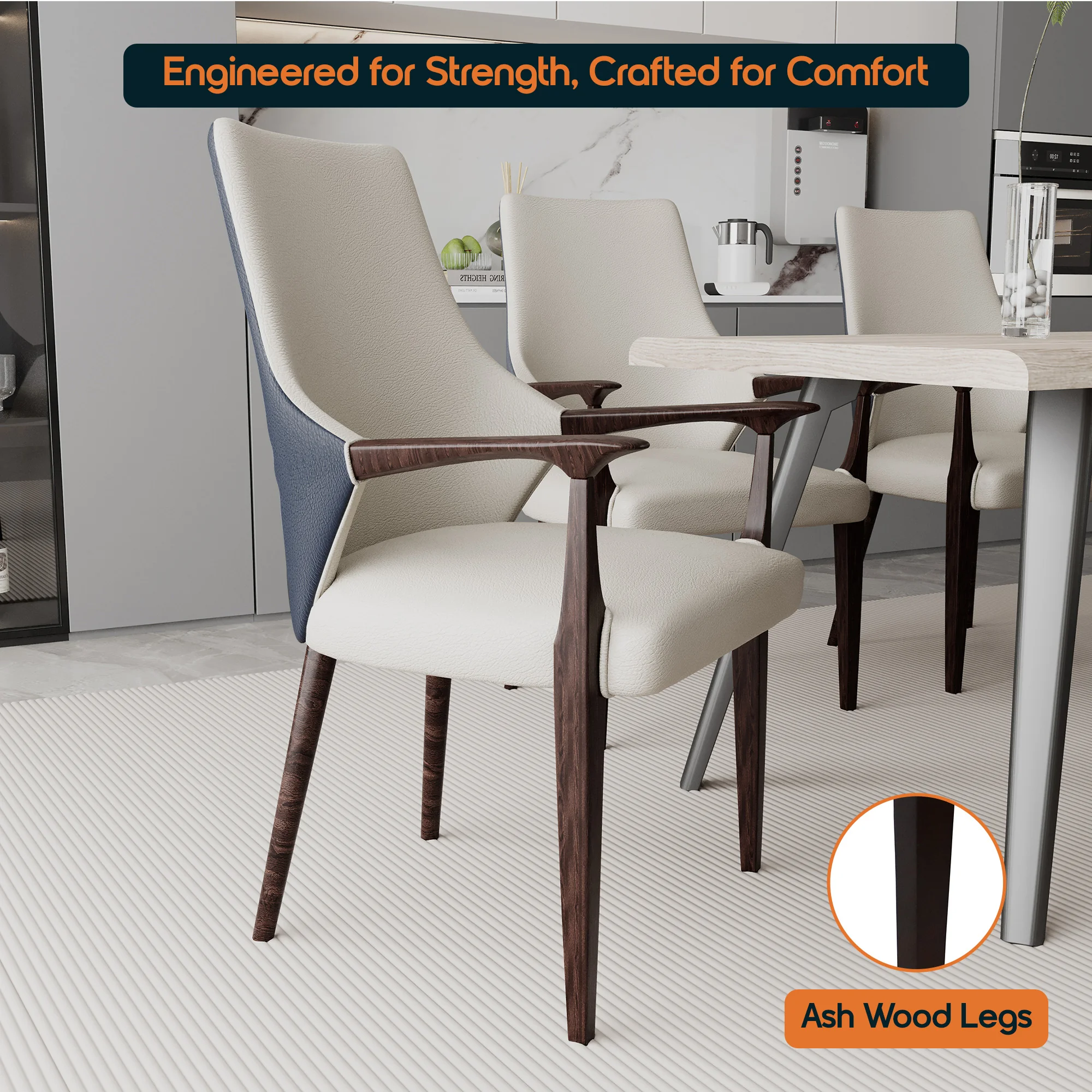 Elm Collection Modern Wooden Dining Arm Chair In Grey