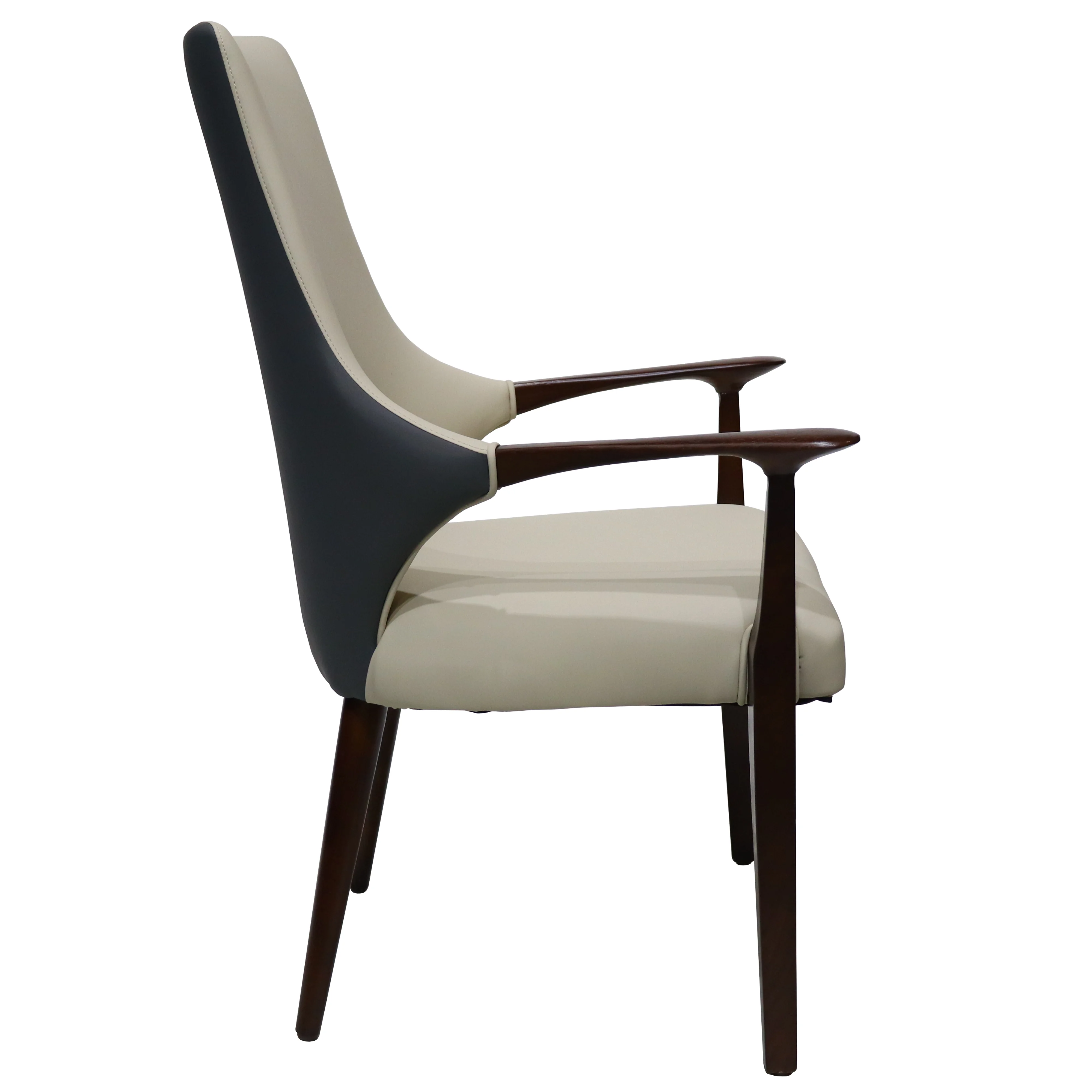 Elm Collection Modern Wooden Dining Arm Chair In Grey