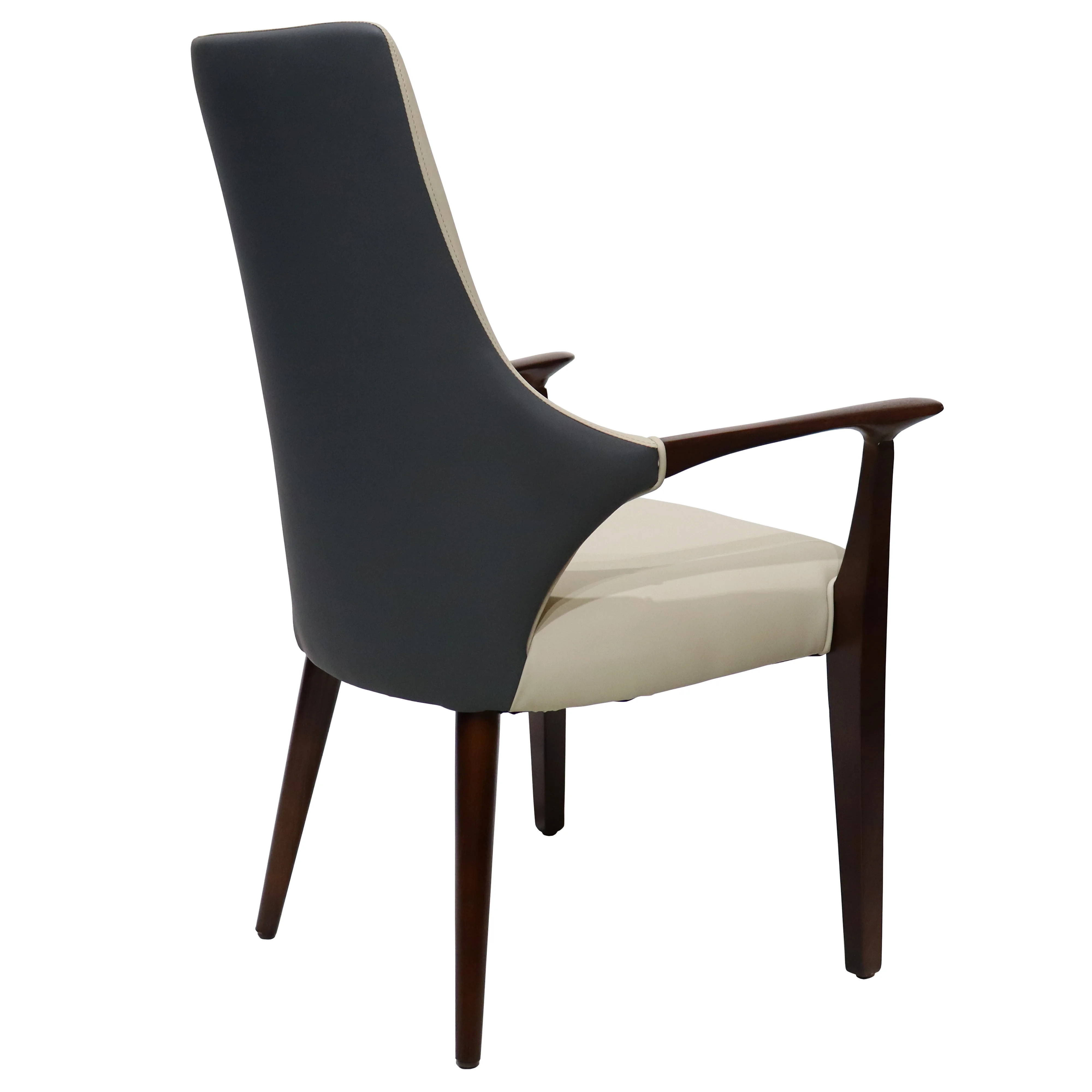 Elm Collection Modern Wooden Dining Arm Chair In Grey - Set of 2