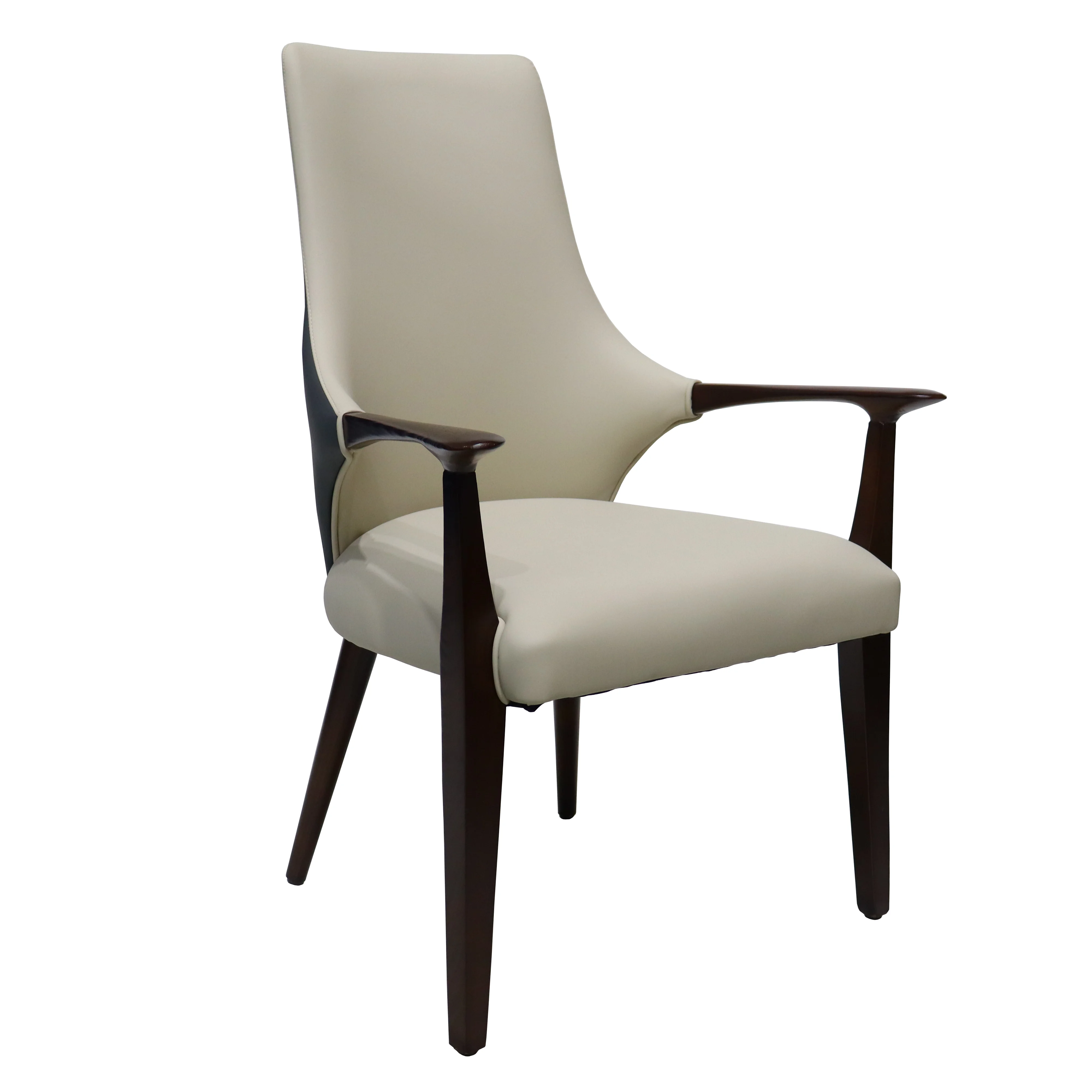 Elm Collection Modern Wooden Dining Arm Chair In Grey - Set of 2