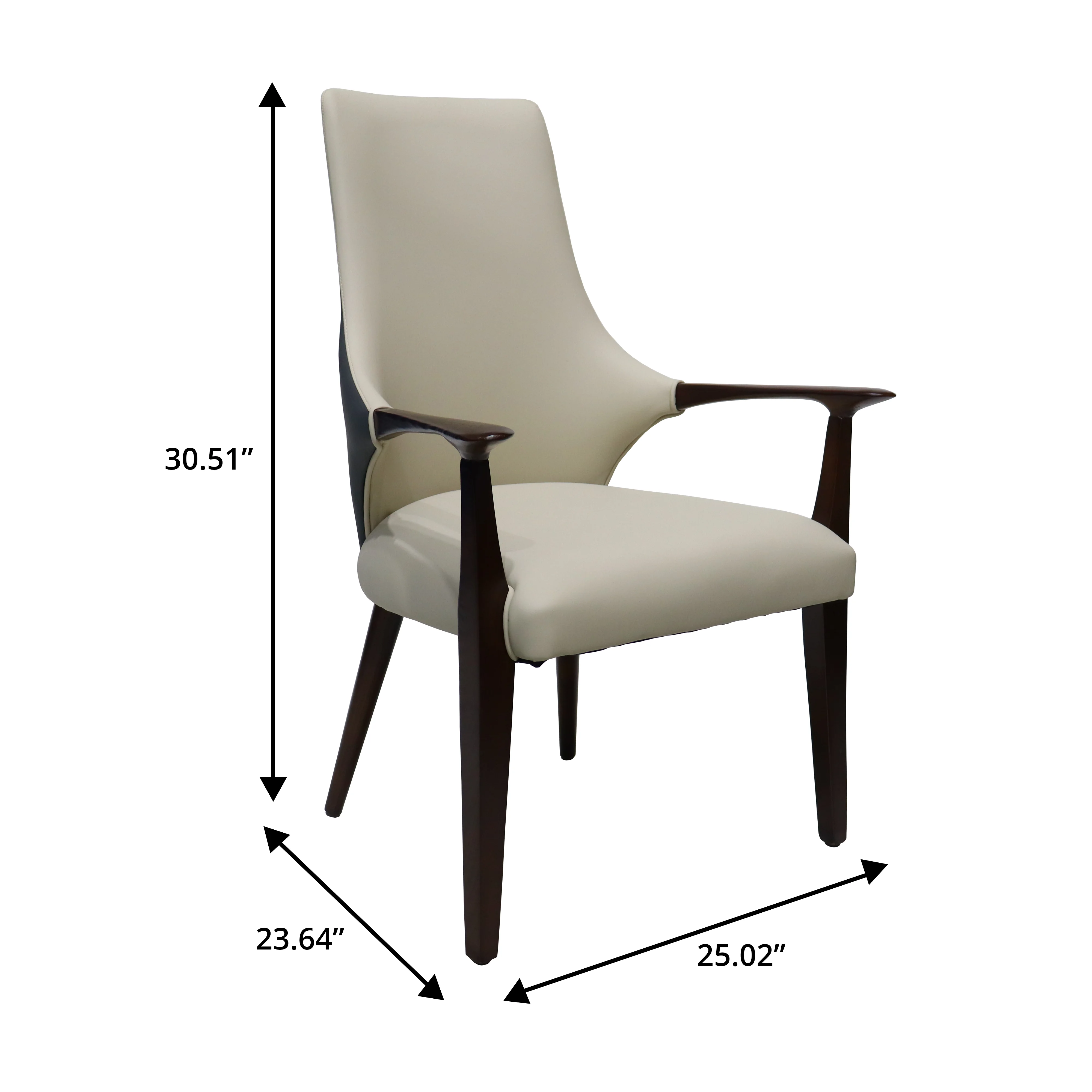 Elm Collection Modern Wooden Dining Arm Chair In Grey - Set of 2