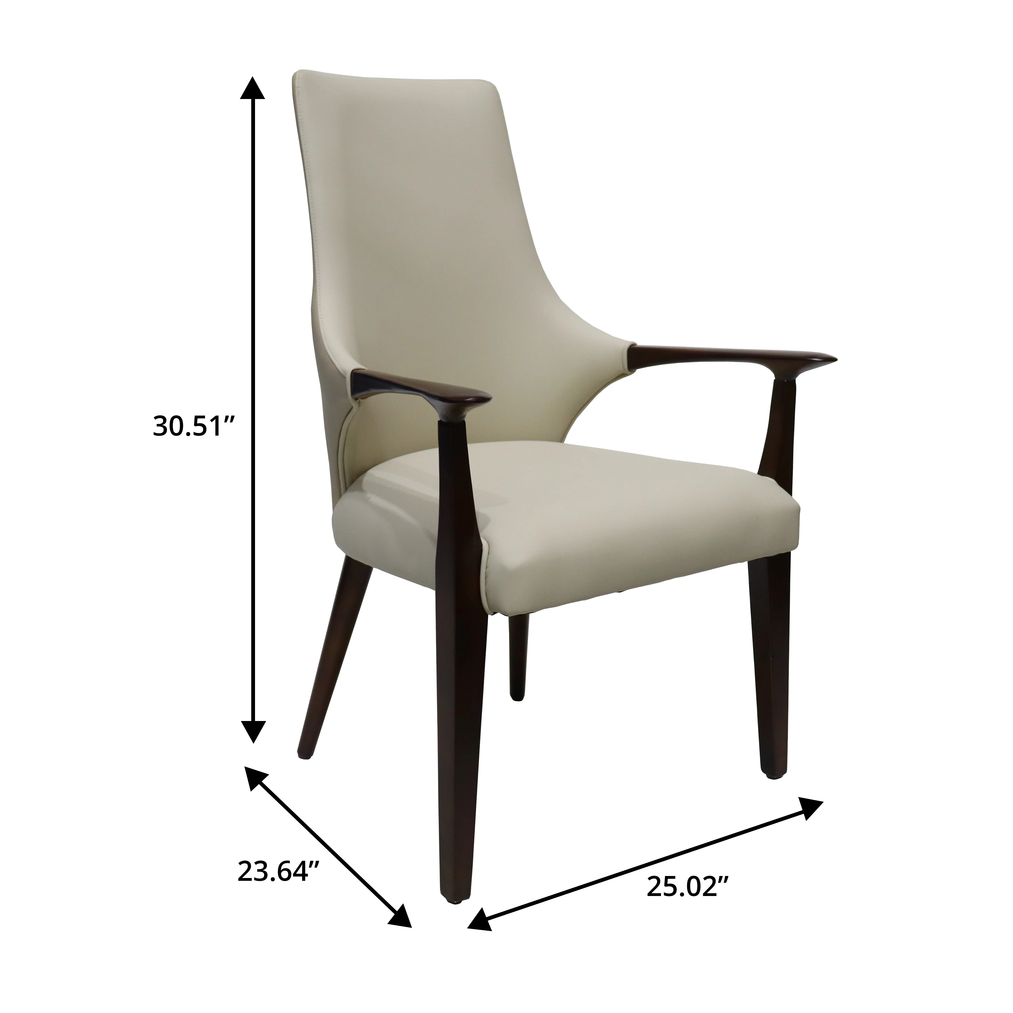 Elm Collection Modern Wooden Dining Arm Chair In Taupe - Set of 2