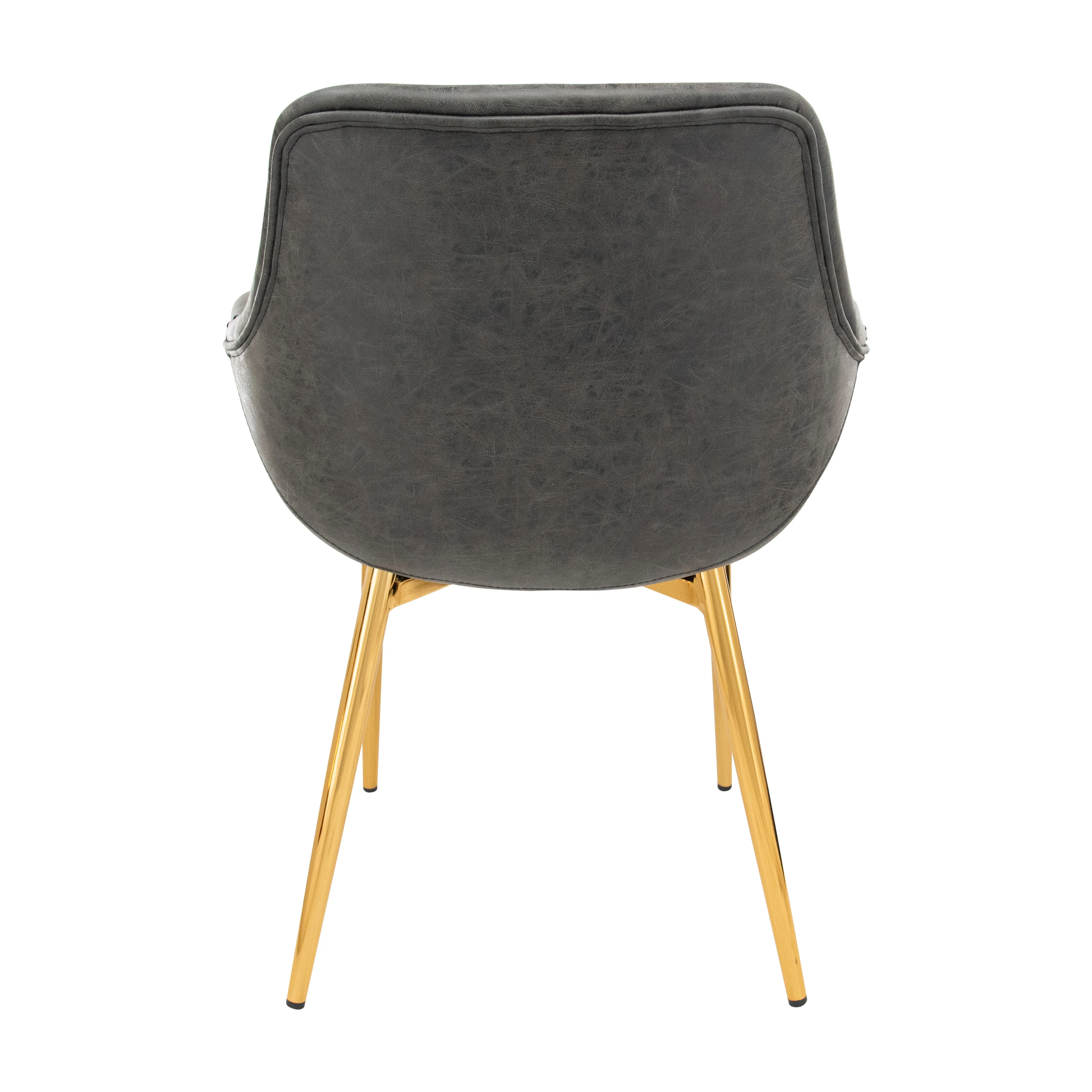 Markley Modern Leather Dining Arm Chair With Gold Metal Legs