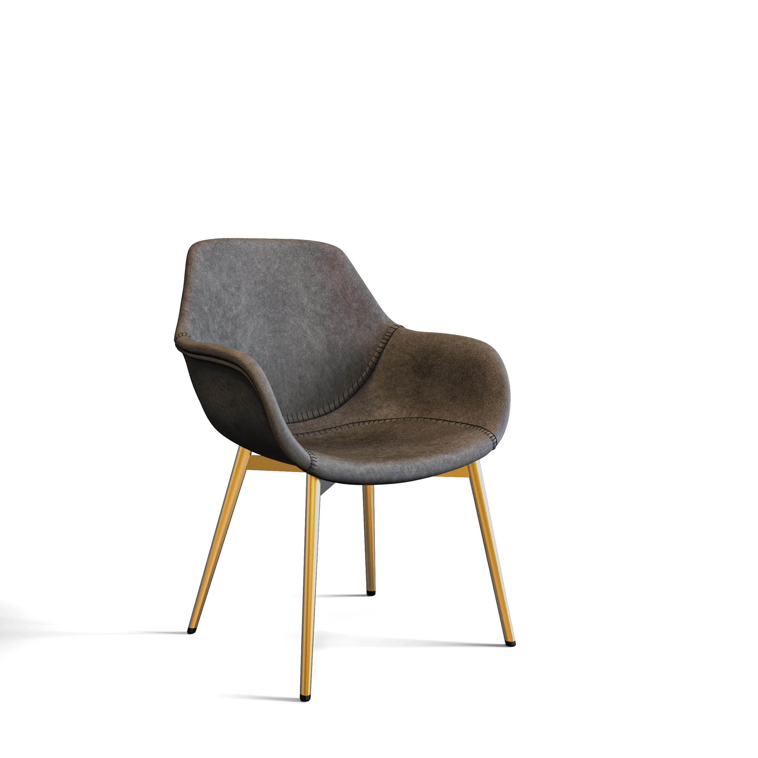 Markley Modern Leather Dining Arm Chair With Gold Metal Legs Set of 2