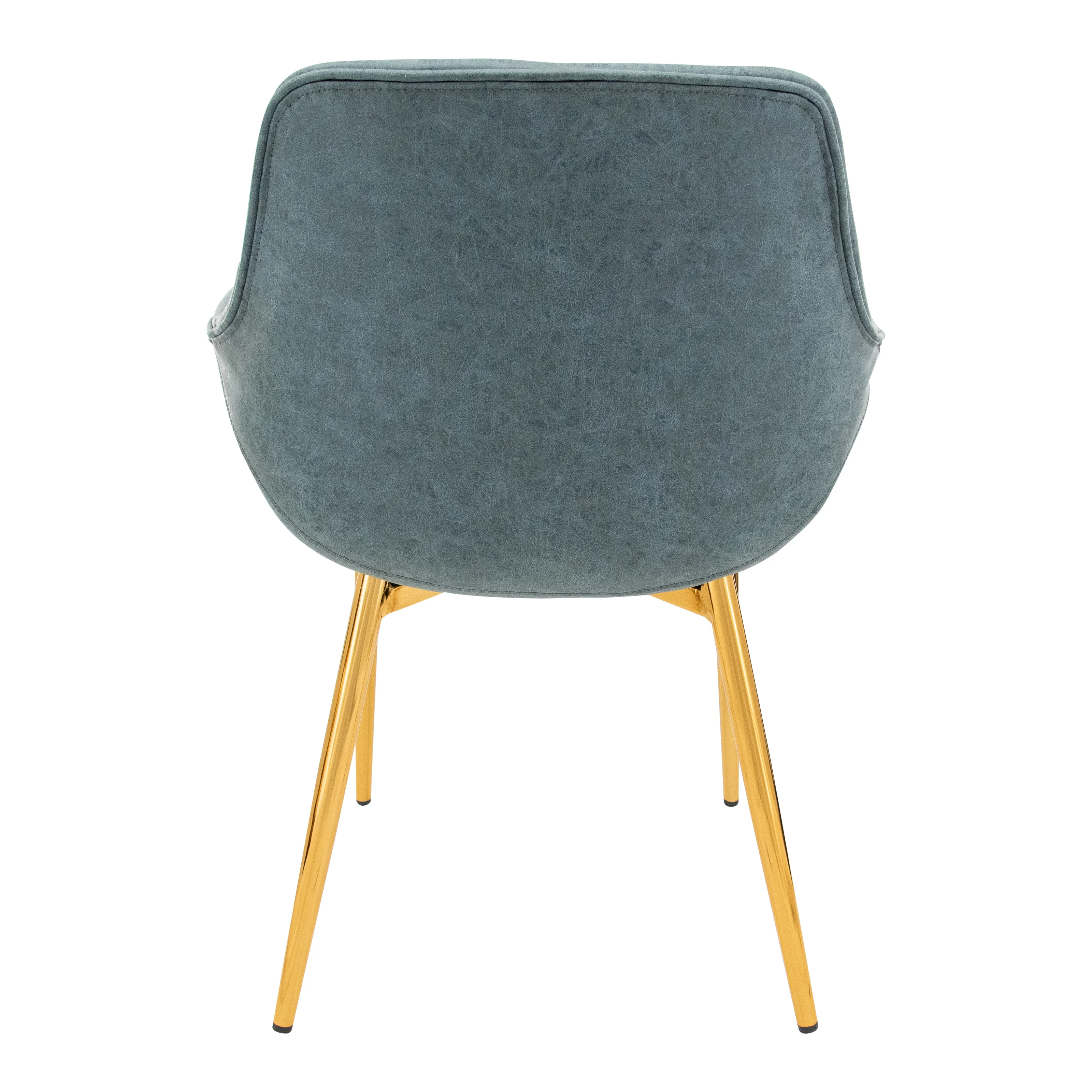 Markley Modern Leather Dining Arm Chair With Gold Metal Legs