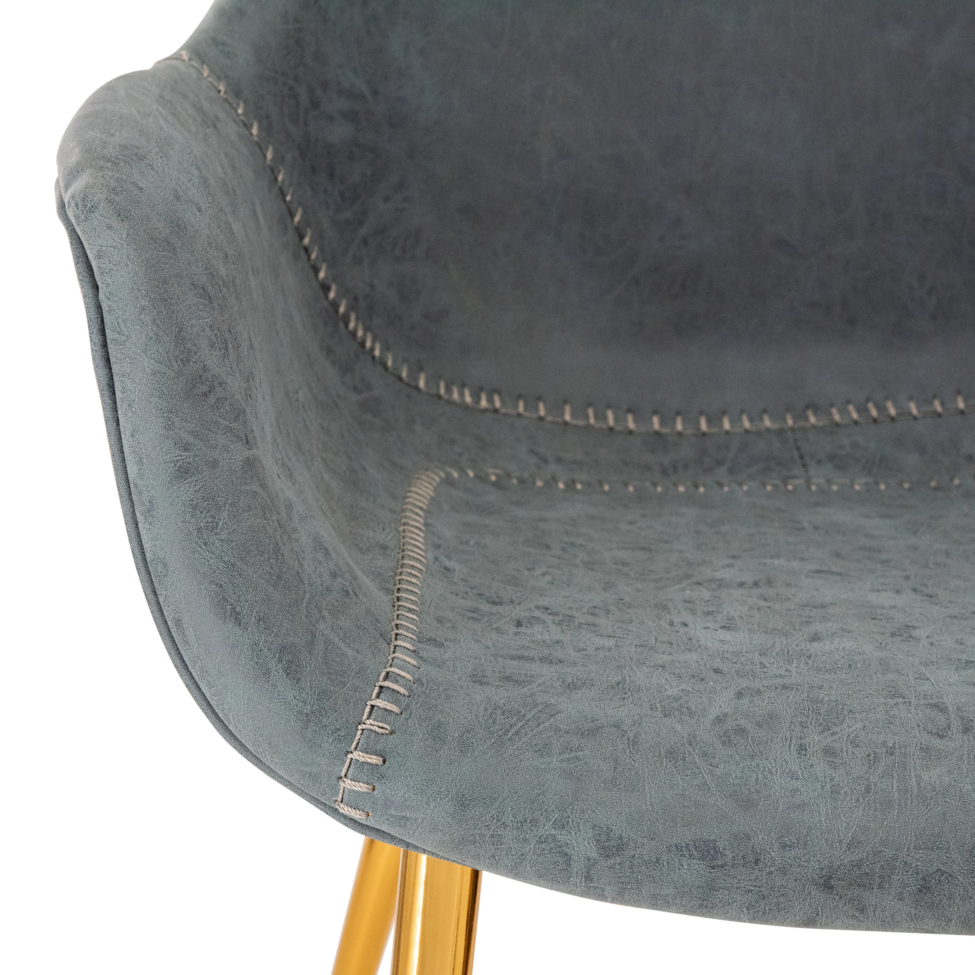 Markley Modern Leather Dining Arm Chair With Gold Metal Legs