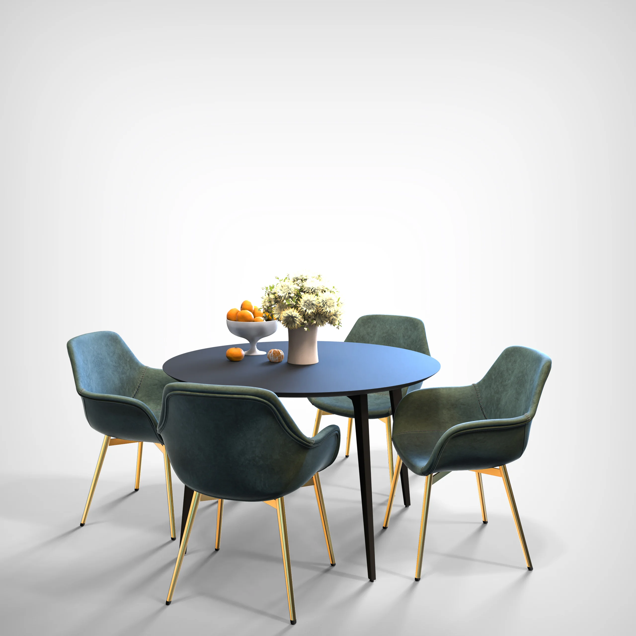 Markley Modern Leather Dining Arm Chair With Gold Metal Legs