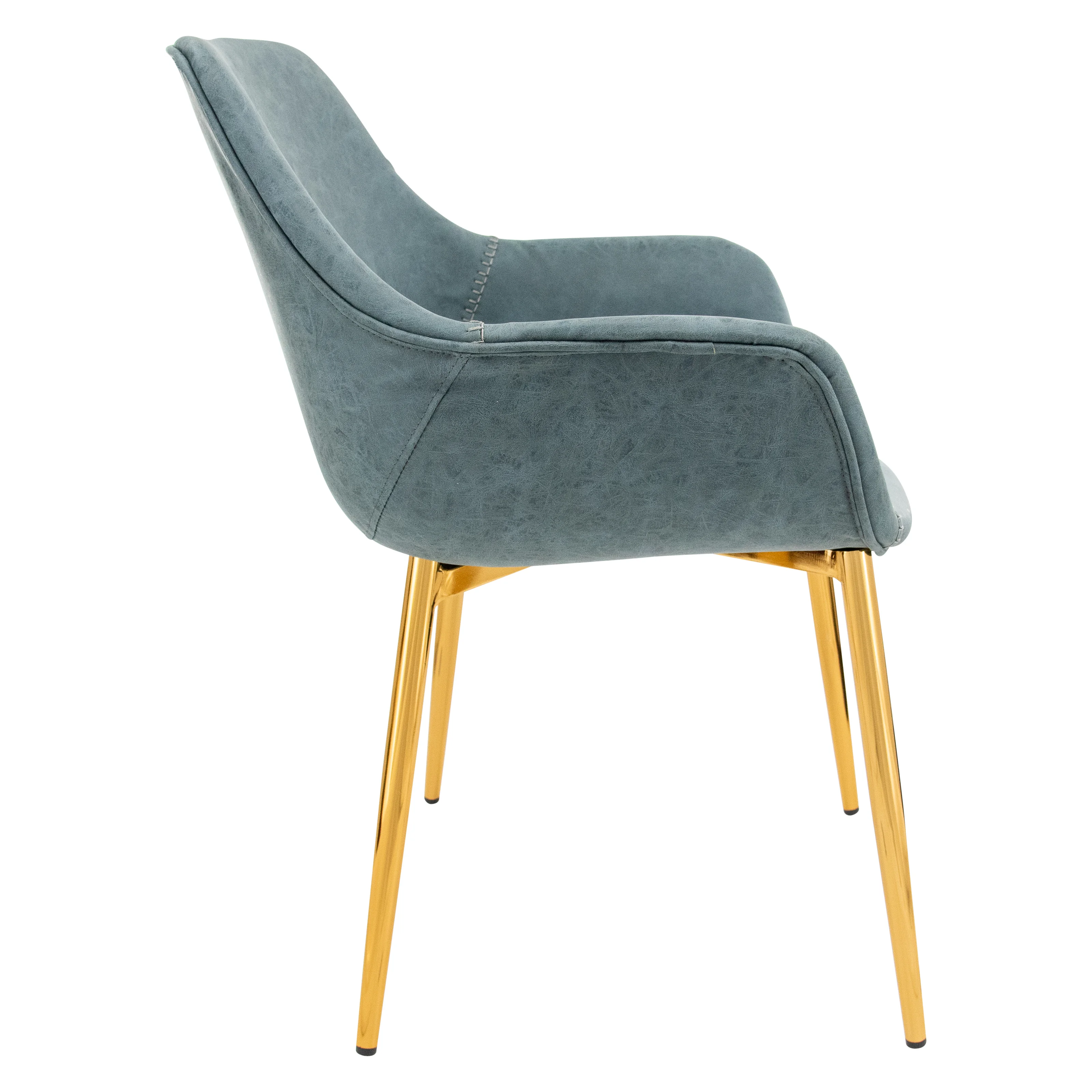 Markley Modern Leather Dining Arm Chair With Gold Metal Legs