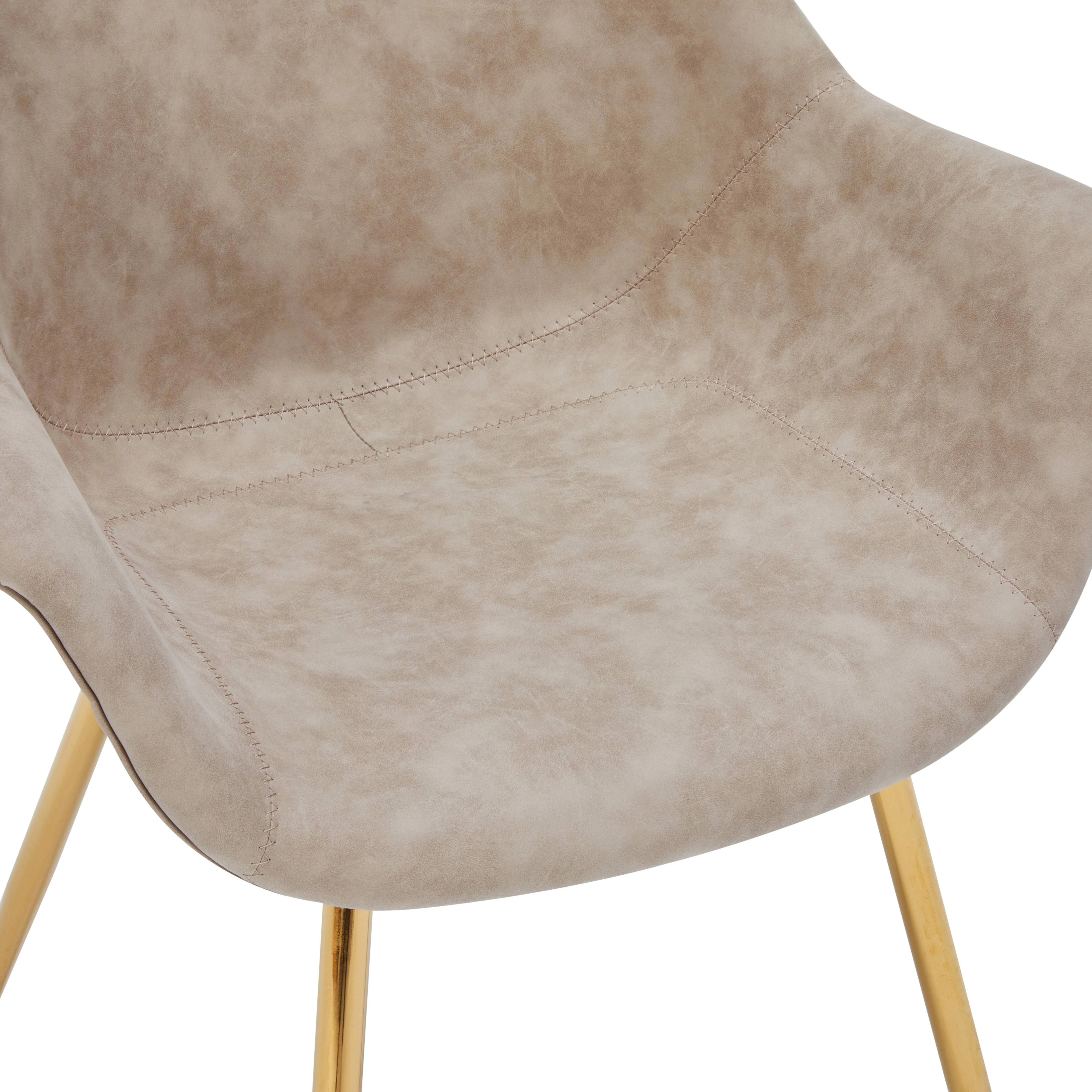 Markley Modern Leather Dining Arm Chair With Gold Legs in Taupe Set of 4