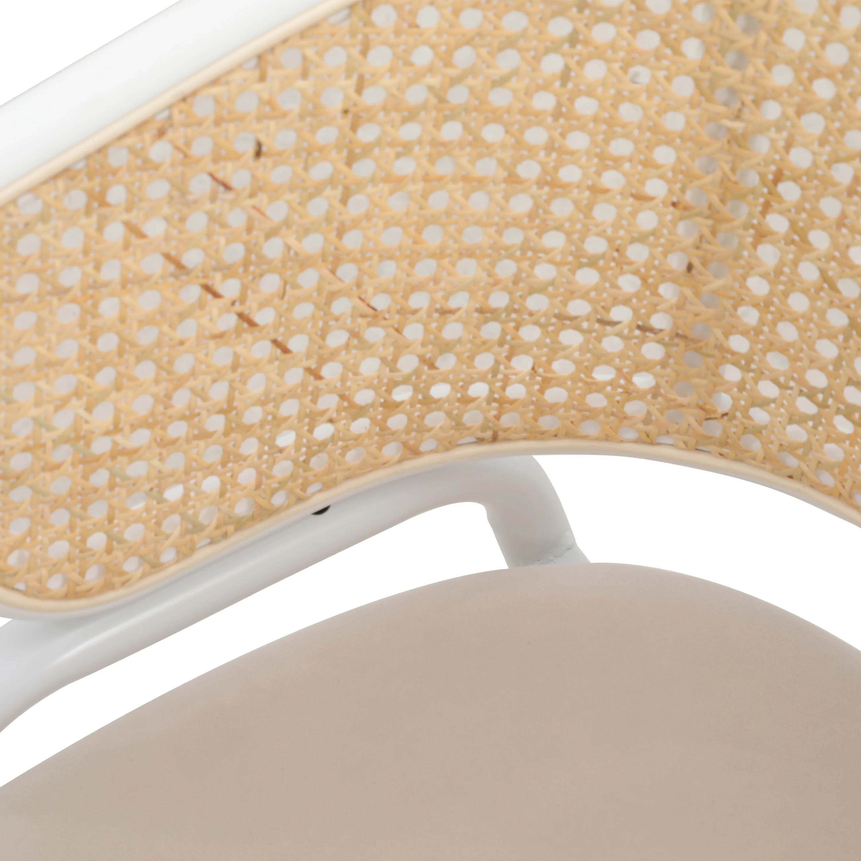 Ervilla Modern Dining Chair with White Powder Coated Steel Legs and Wicker Back