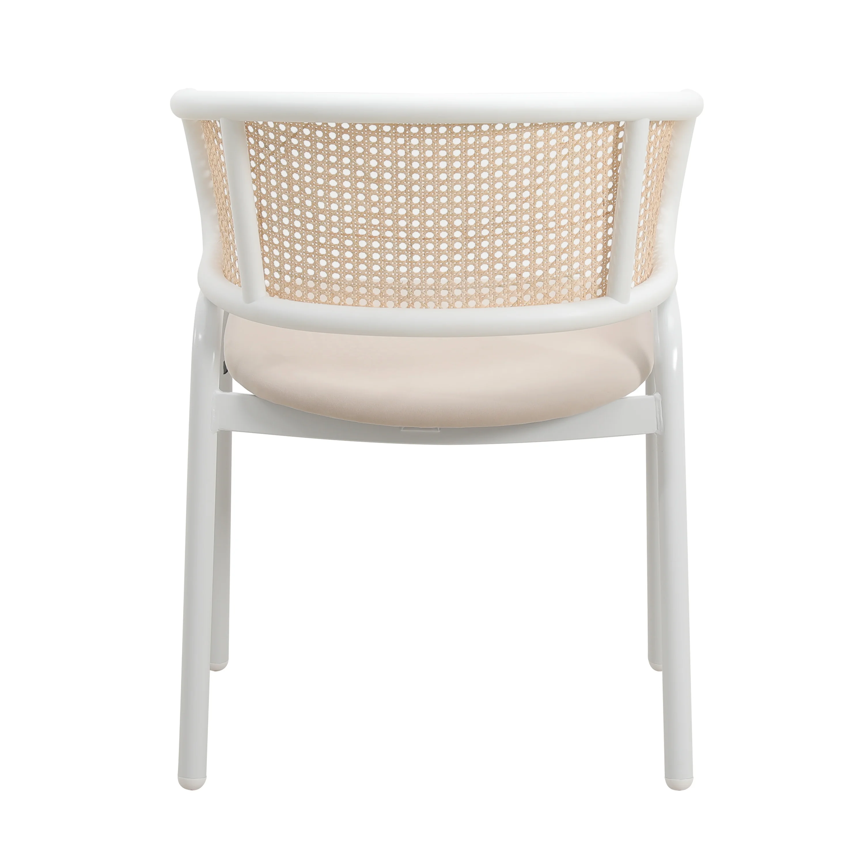 Ervilla Modern Dining Chair with White Powder Coated Steel Legs and Wicker Back, Set of 2