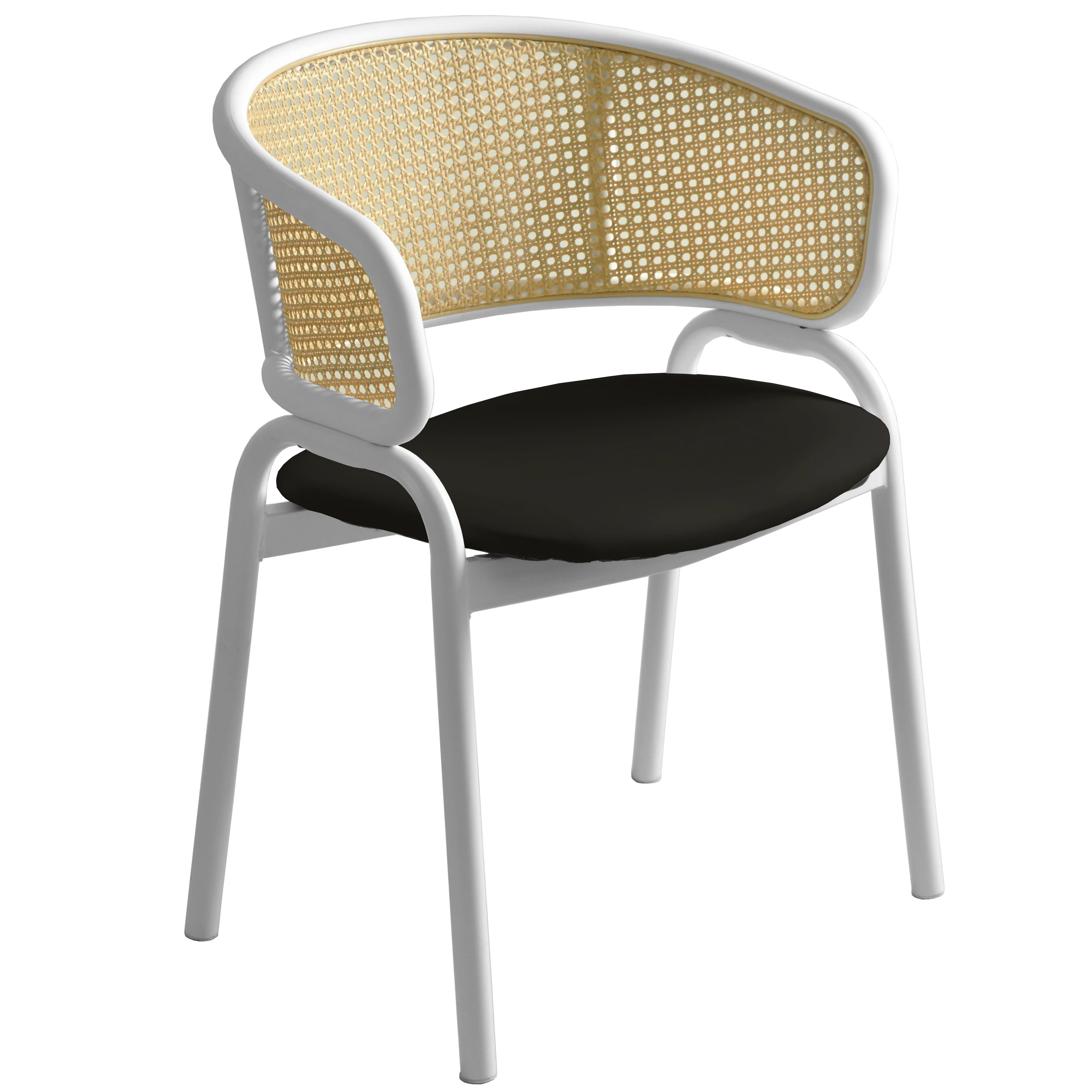 Ervilla - Dining Chair - White frame in Black Leather