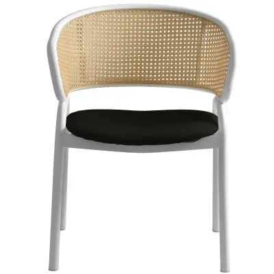 Ervilla - Dining Chair - White frame in Black Leather