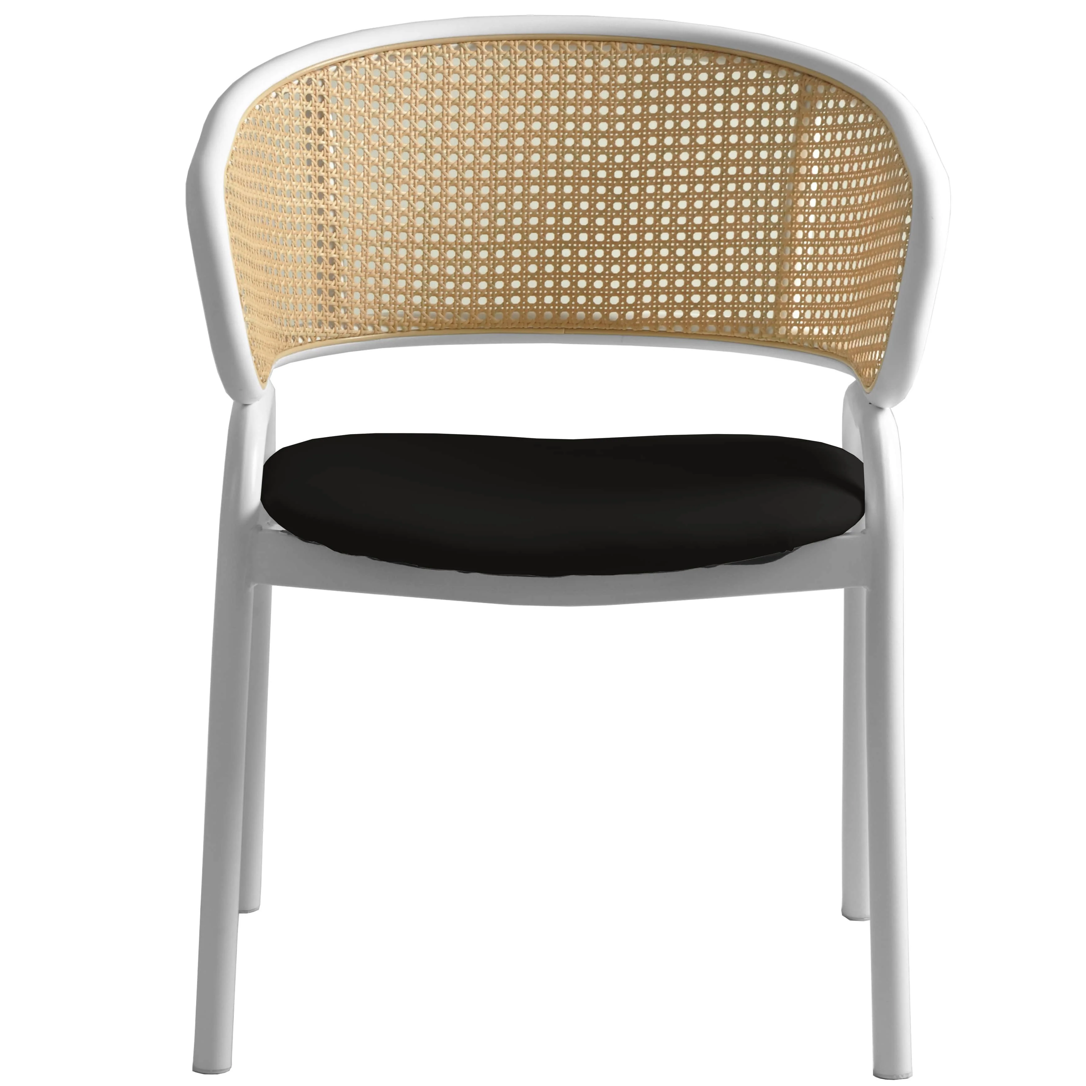Ervilla - Dining Chair - White frame in Black Leather Set of 4