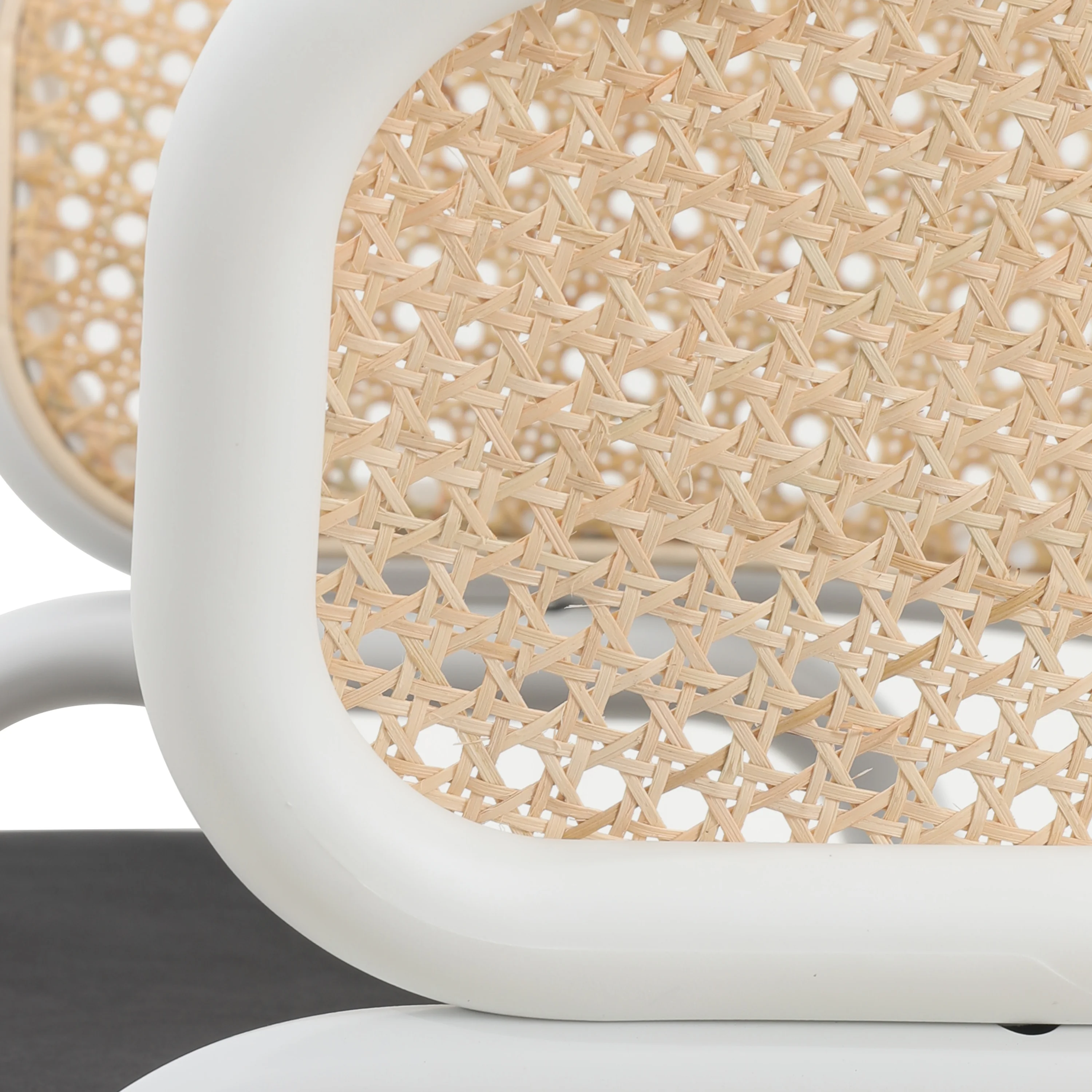 Ervilla Modern Dining Chair with White Powder Coated Steel Legs and Wicker Back, Set of 4