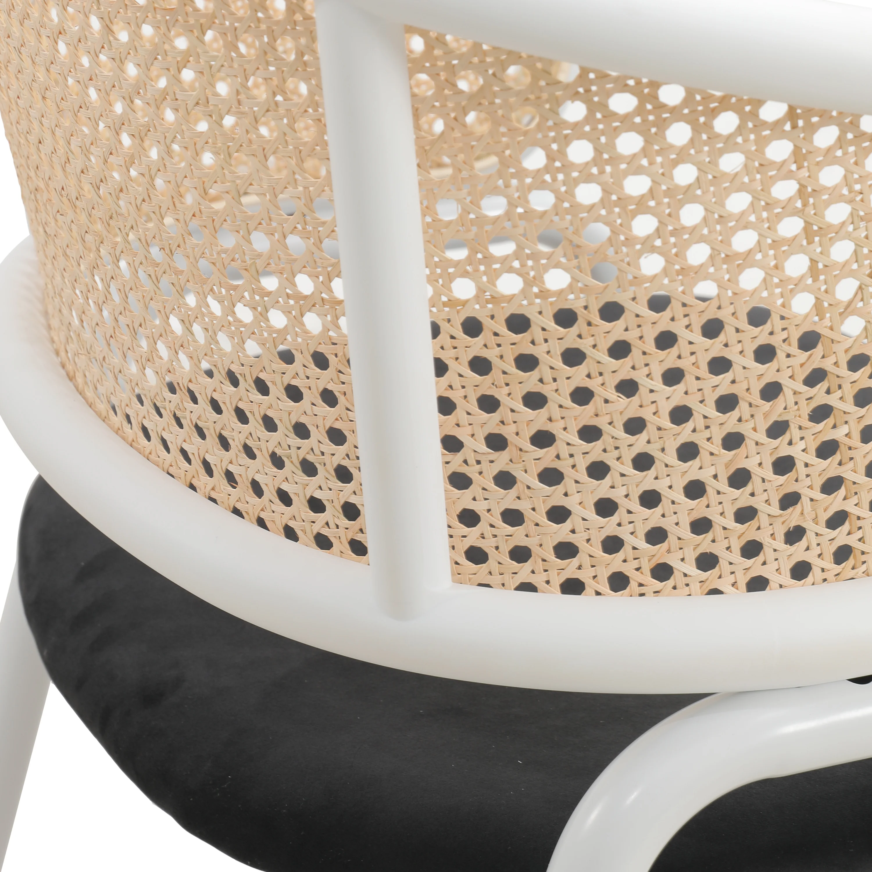 Ervilla Modern Dining Chair with White Powder Coated Steel Legs and Wicker Back, Set of 4