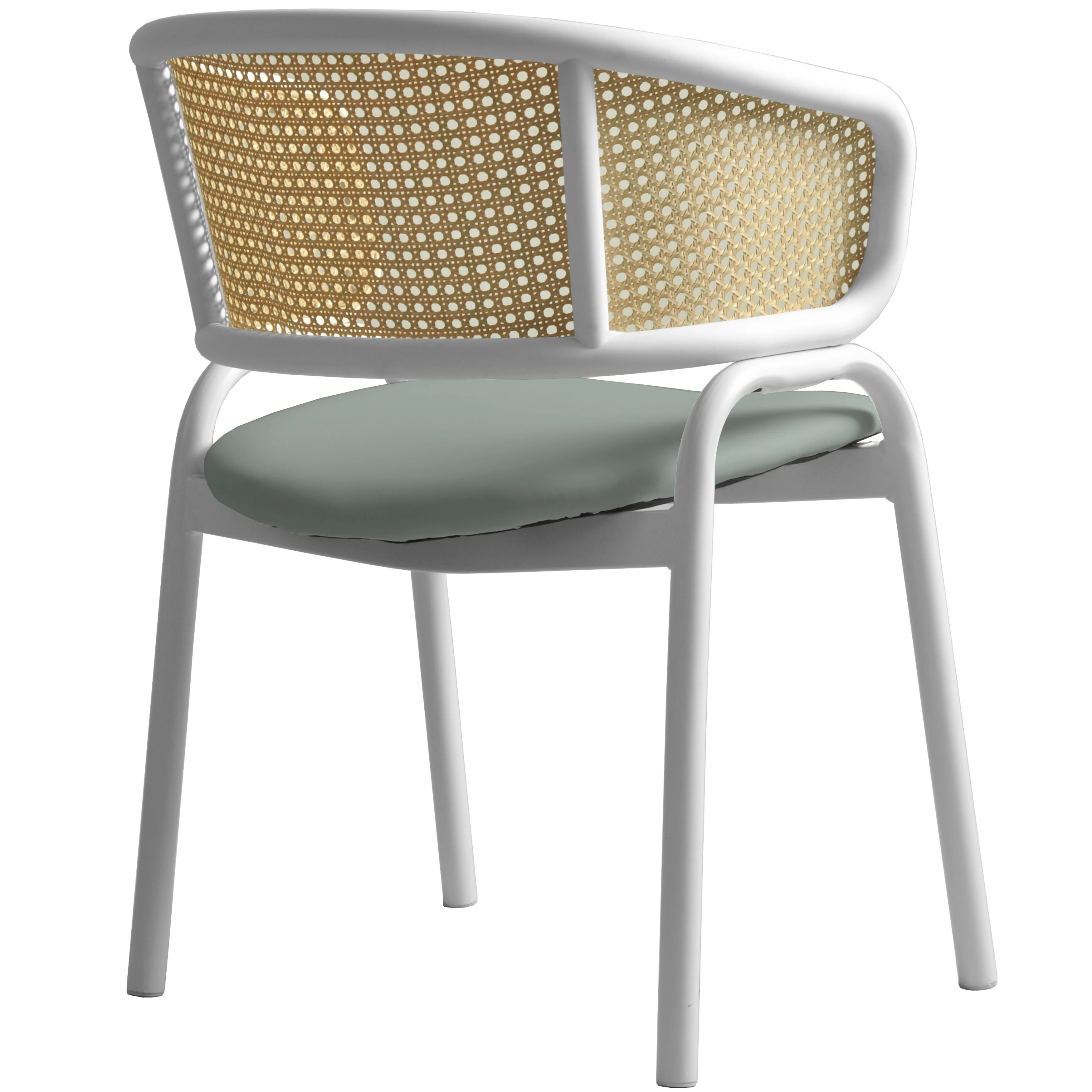 Ervilla - Dining Chair - White frame in Grey Leather