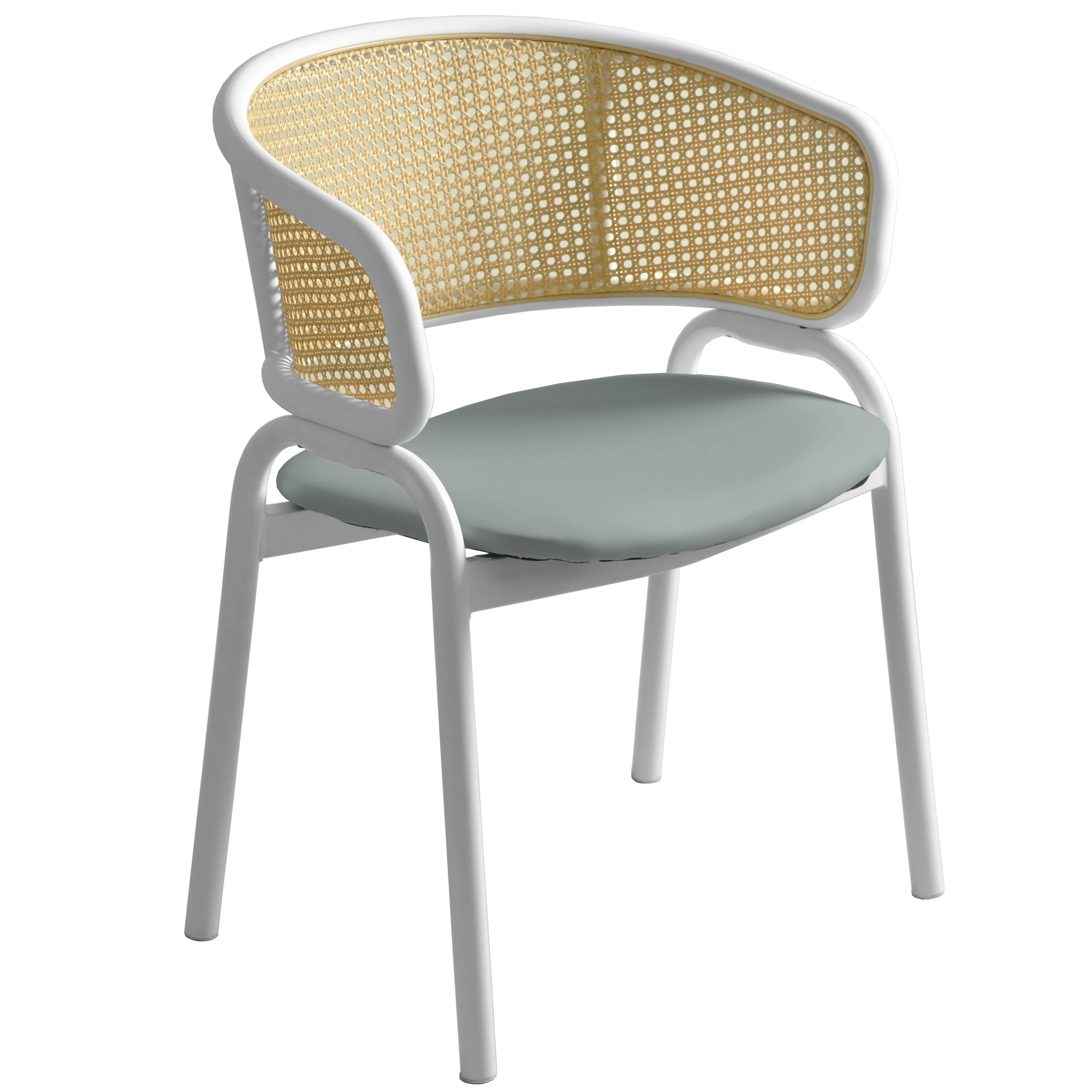 Ervilla - Dining Chair - White frame in Grey Leather