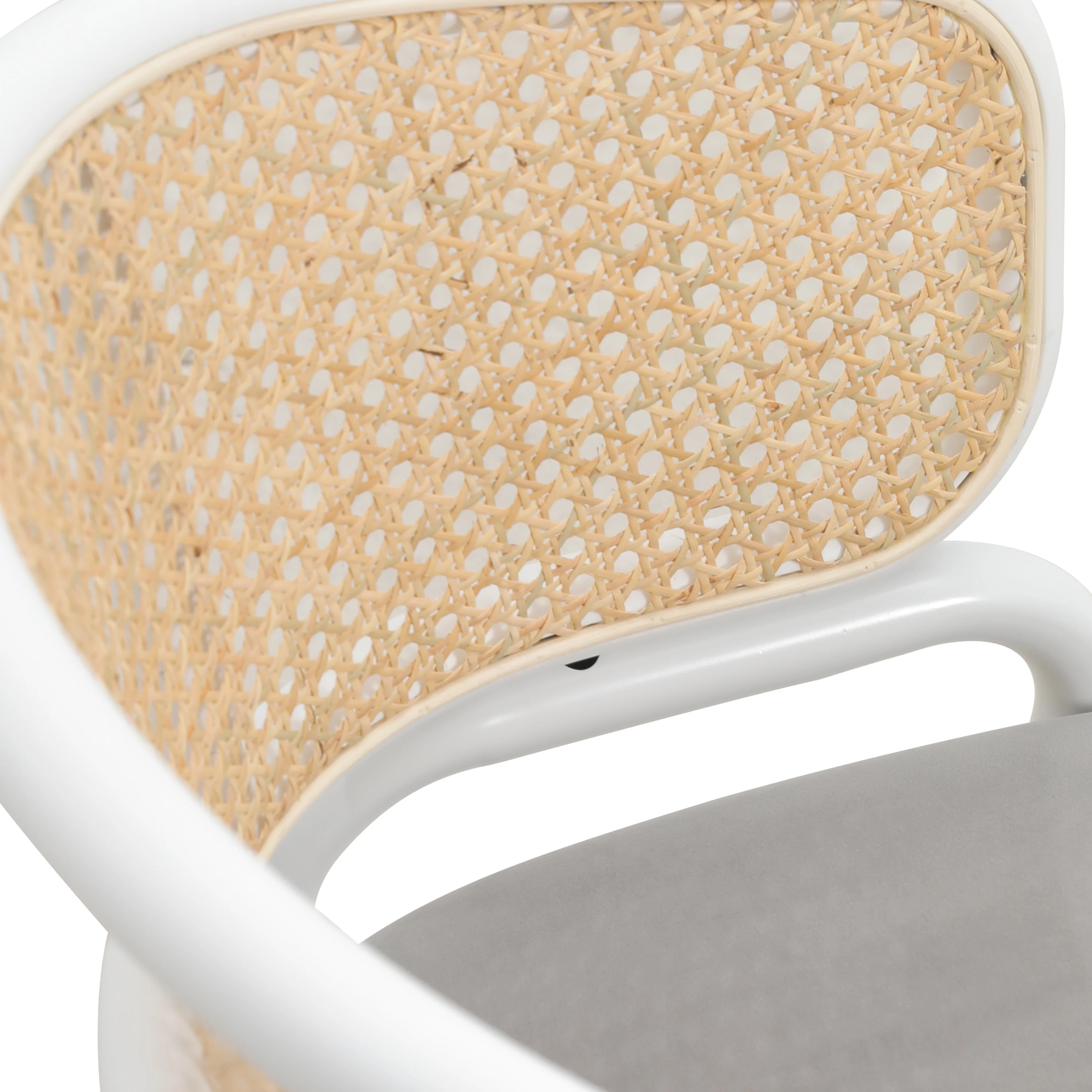 Ervilla Modern Dining Chair with White Powder Coated Steel Legs and Wicker Back, Set of 4