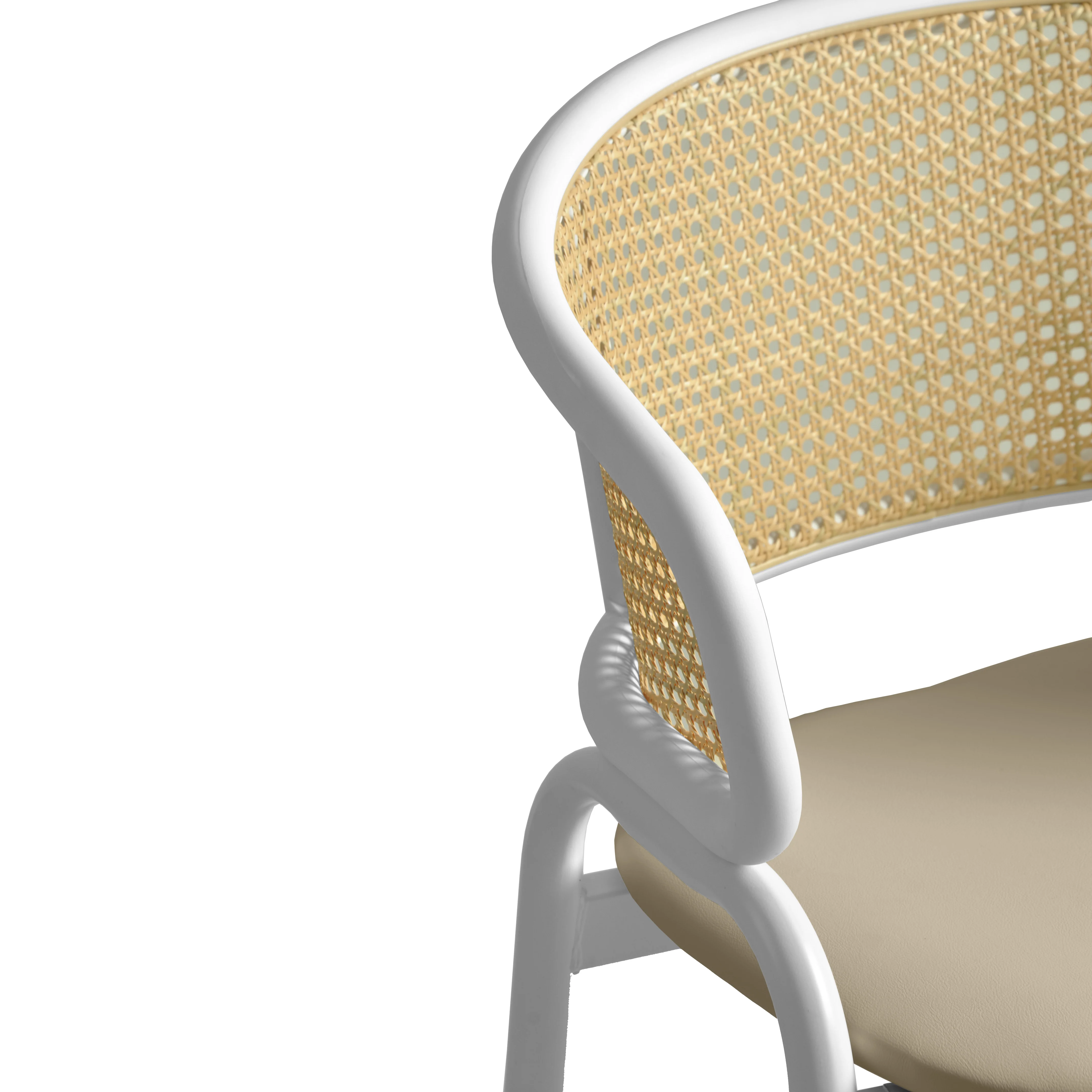 Ervilla - Dining Chair - White frame in Taupe Leather