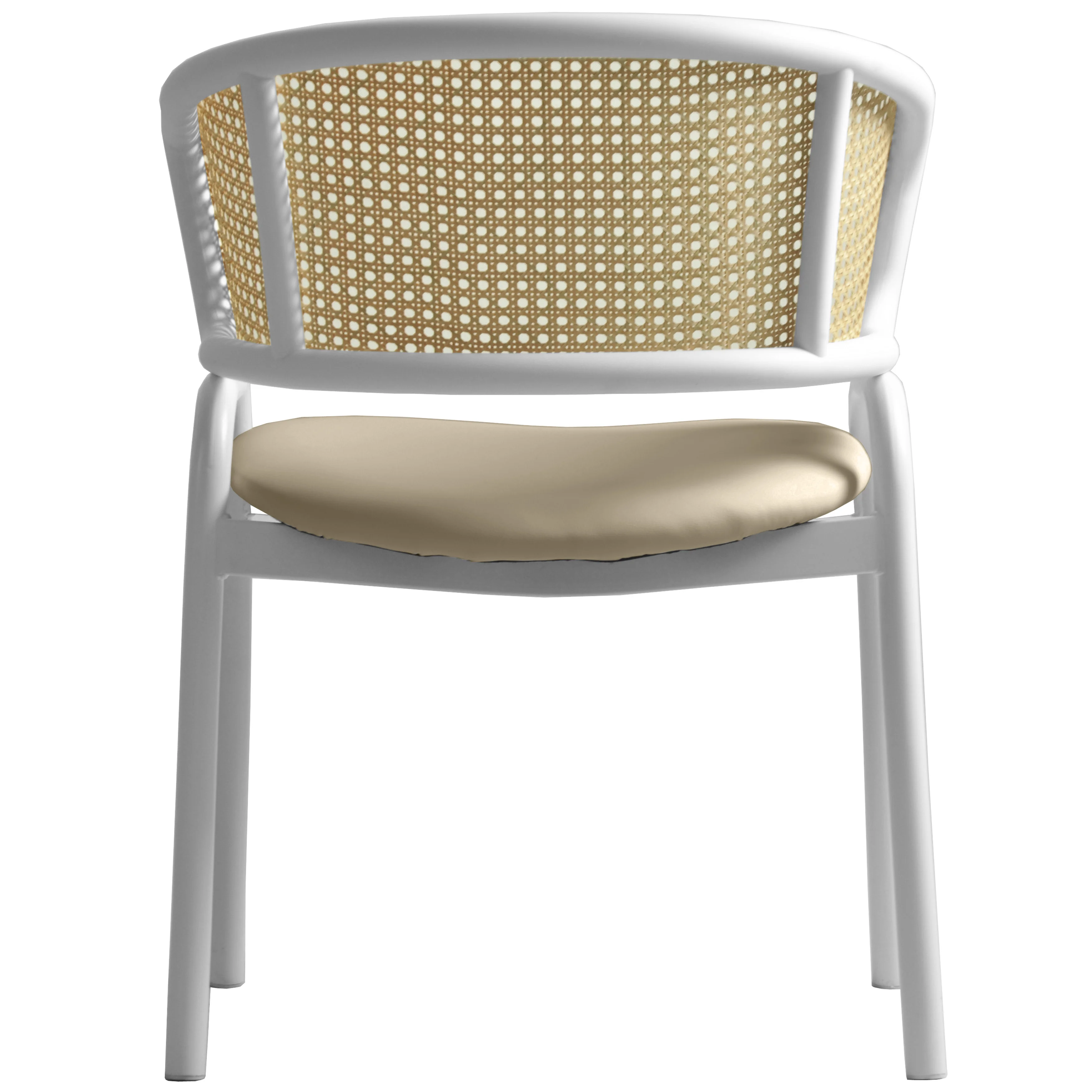 Ervilla - Dining Chair - White frame in Taupe Leather
