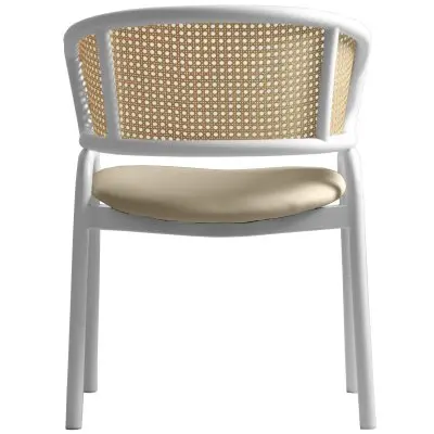 Ervilla - Dining Chair - White frame in Taupe Leather Set of 4