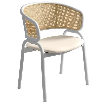 Ervilla - Dining Chair - White frame in White Leather
