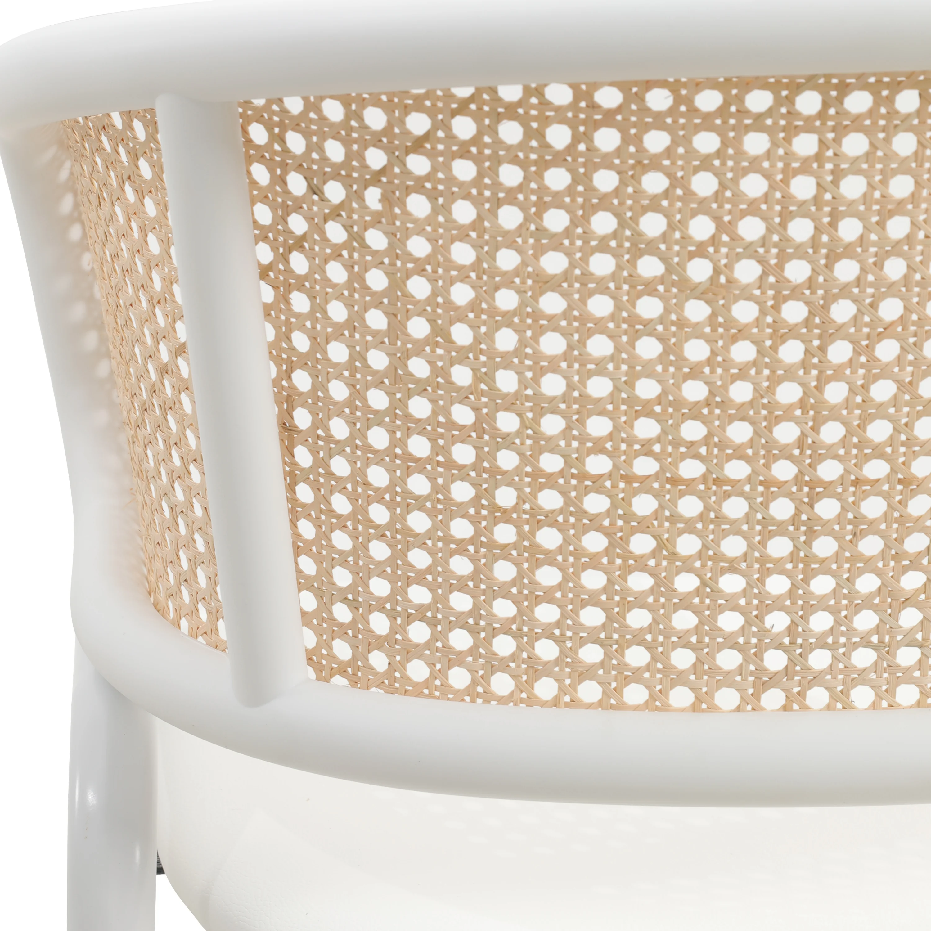 Ervilla Modern Dining Chair with White Powder Coated Steel Legs and Wicker Back