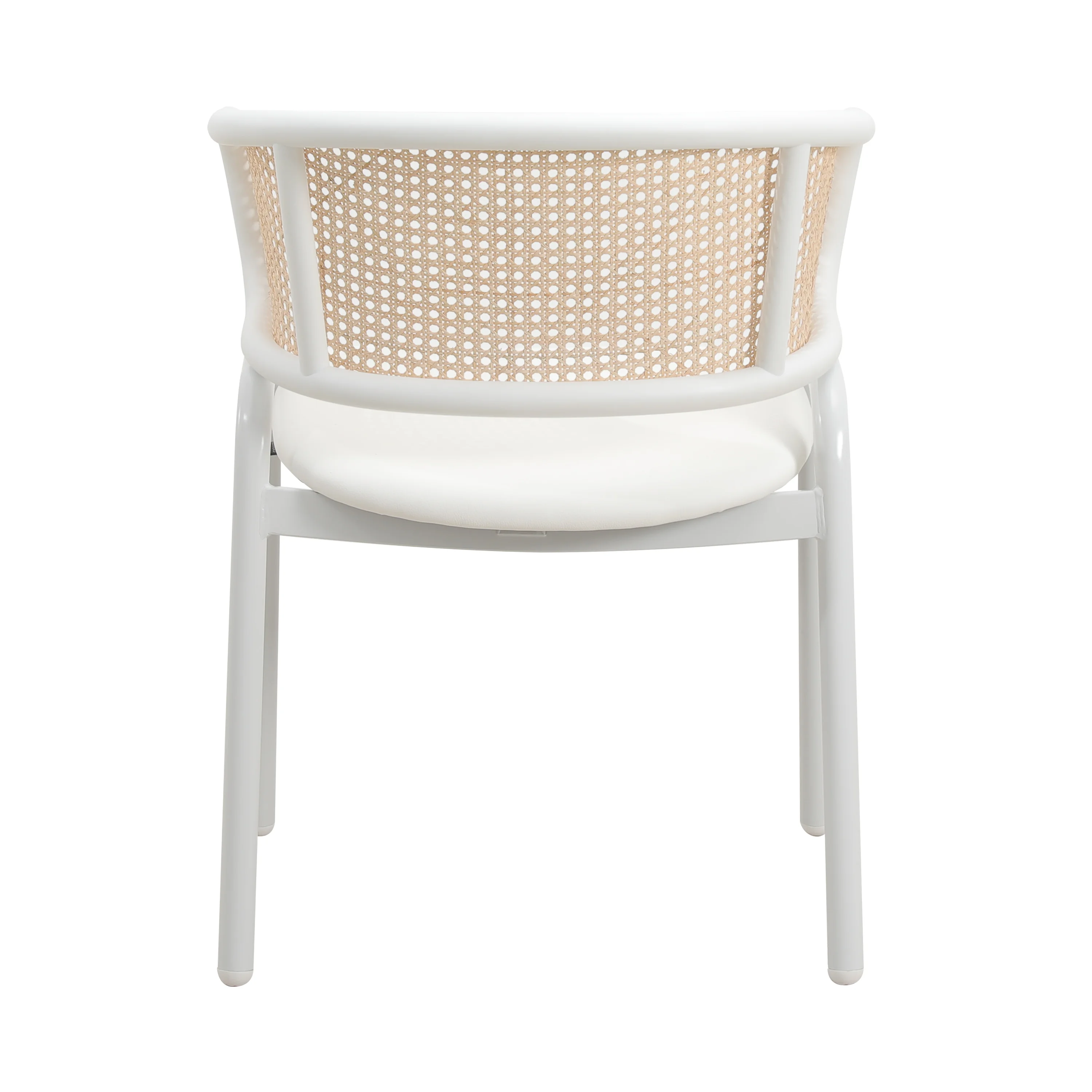 Ervilla Modern Dining Chair with White Powder Coated Steel Legs and Wicker Back, Set of 2