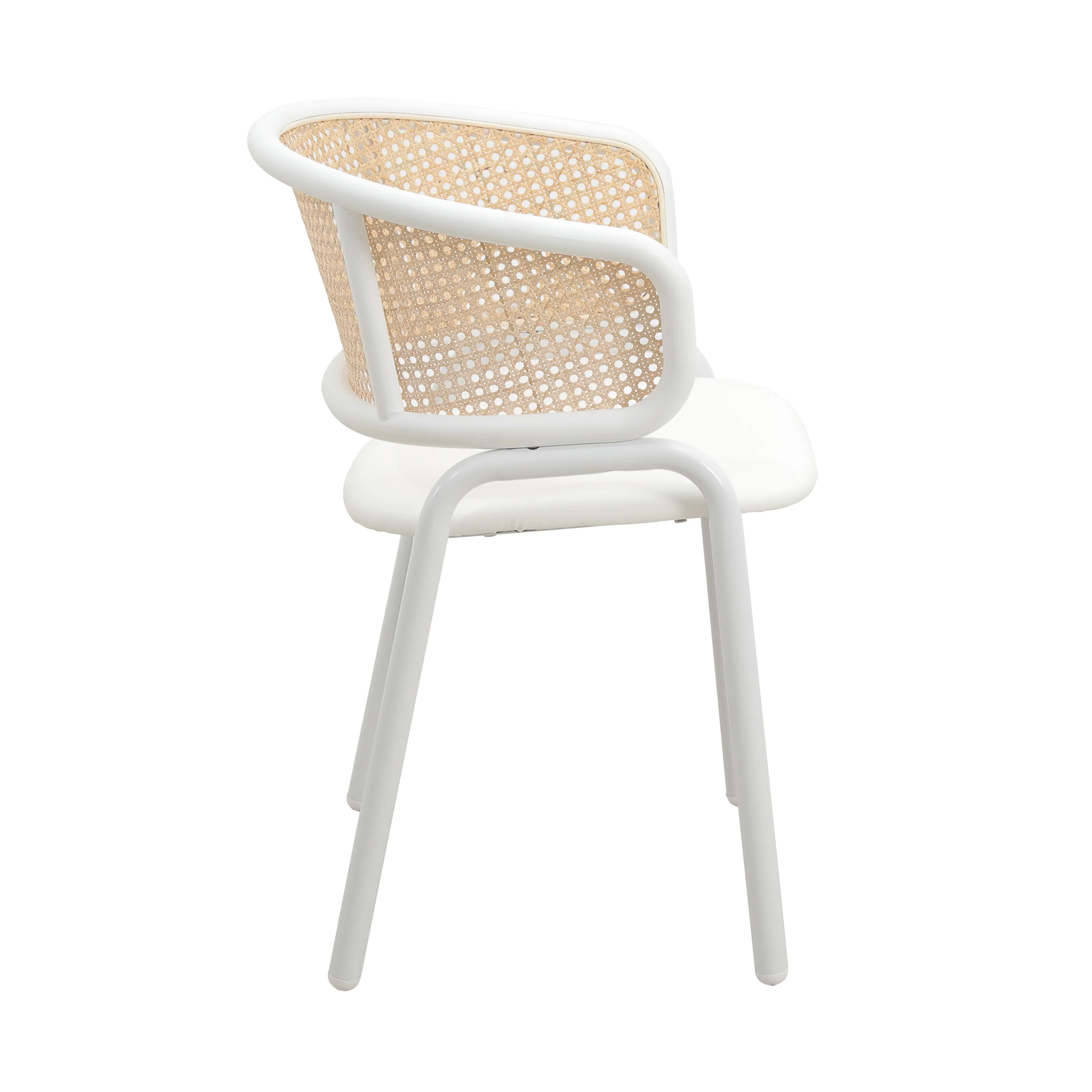 Ervilla Modern Dining Chair with White Powder Coated Steel Legs and Wicker Back, Set of 4