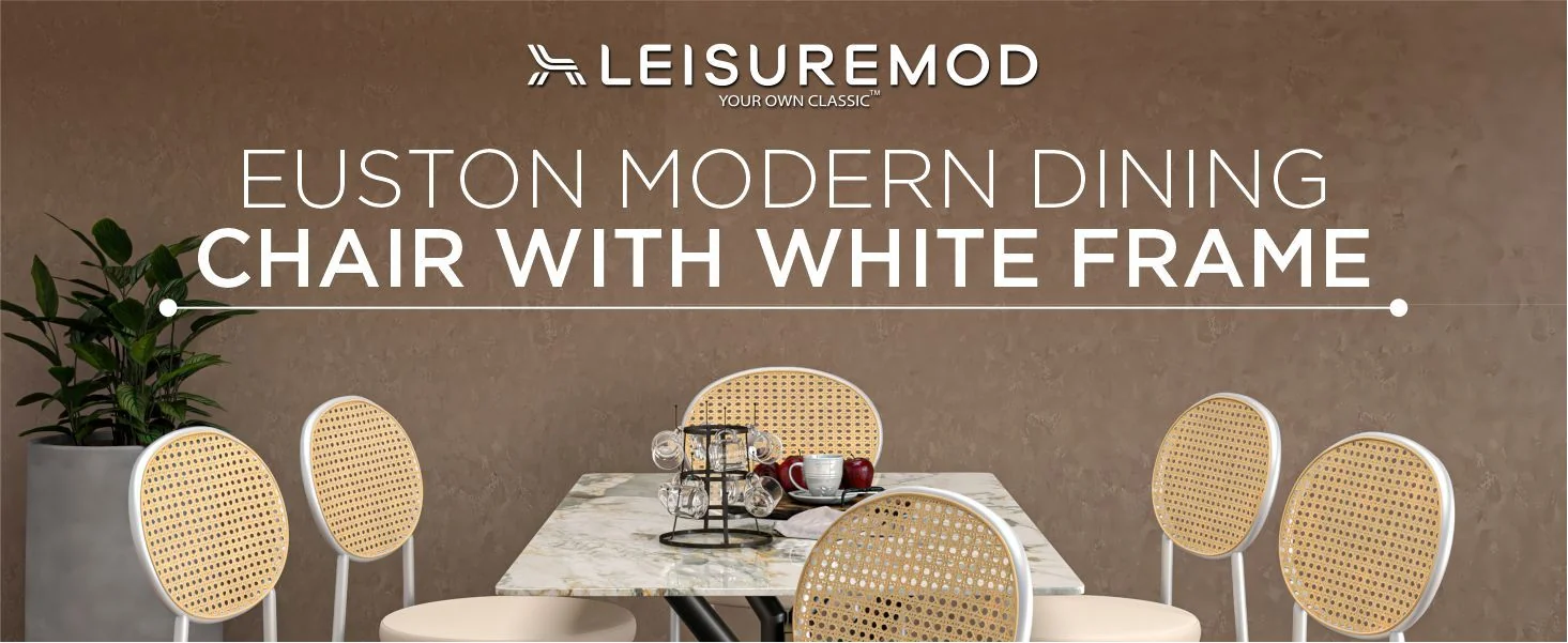 Euston Collection Modern Dining Chair White Frame In Beige