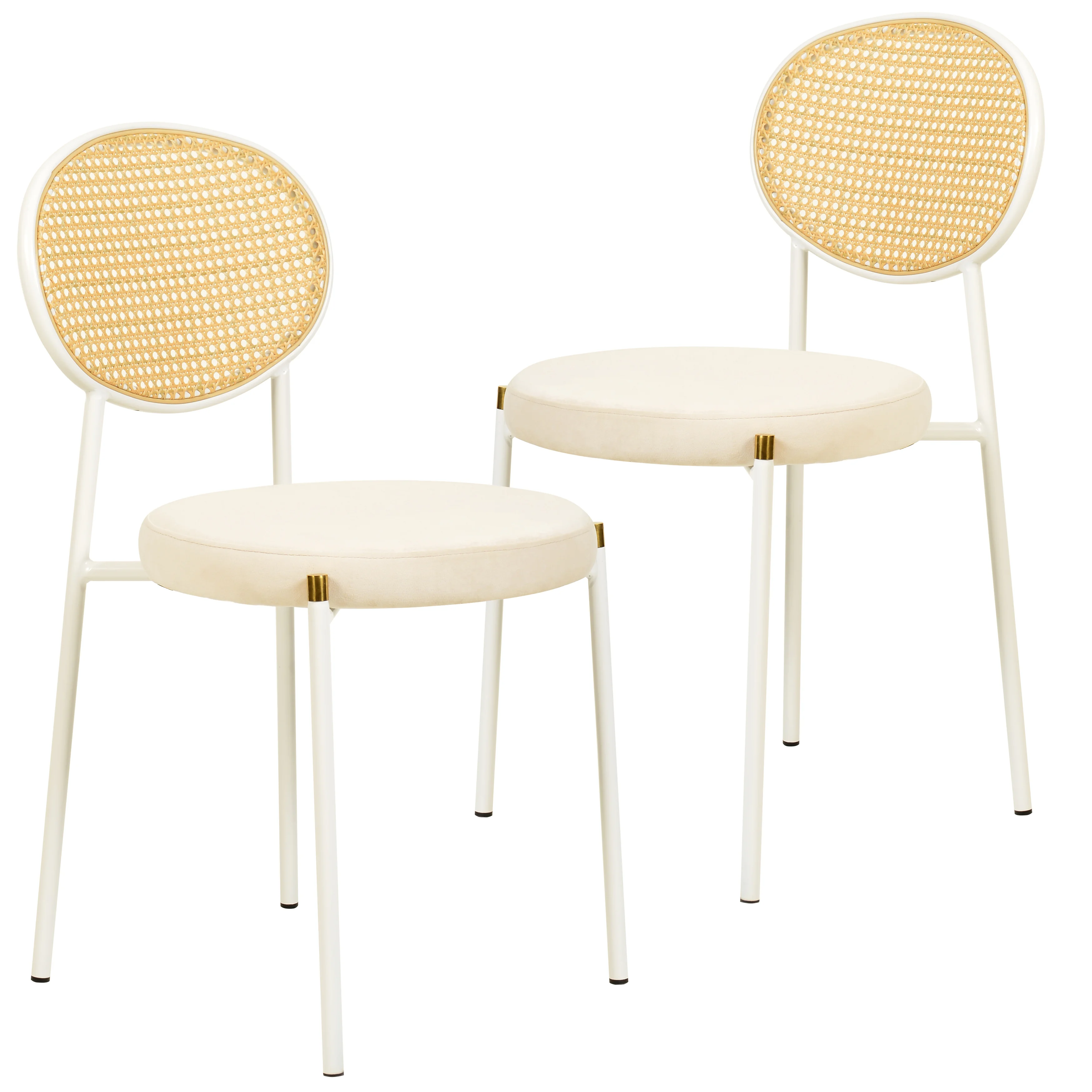 Euston Collection Modern Dining Chair White Frame In Beige - Set of 2